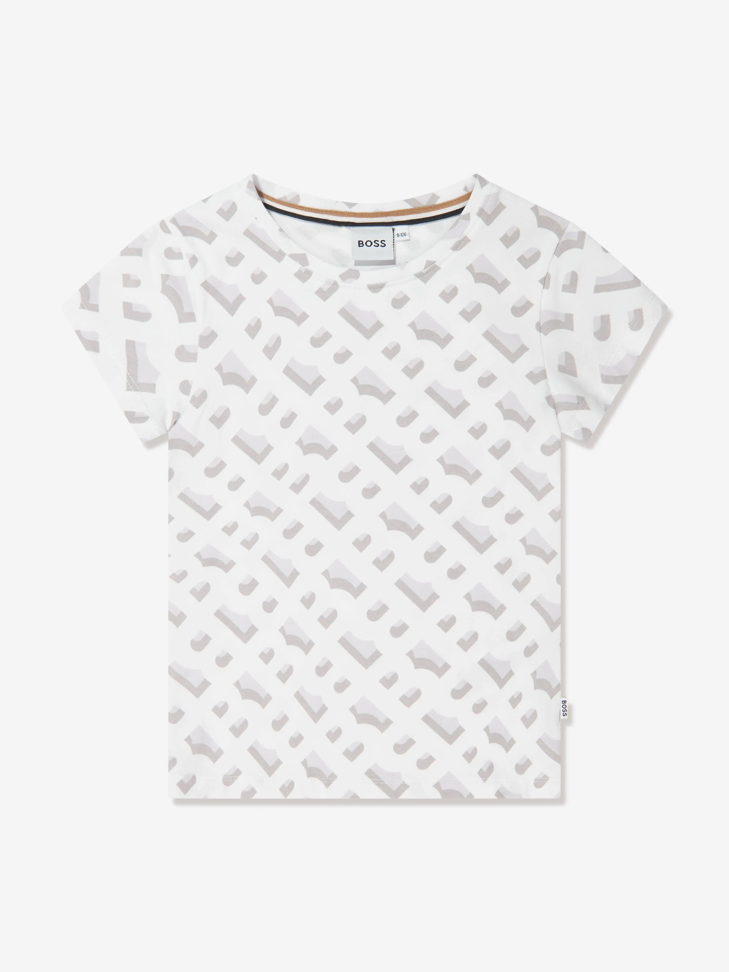 BOSS Girls Monogram Print T-Shirt in Weiß