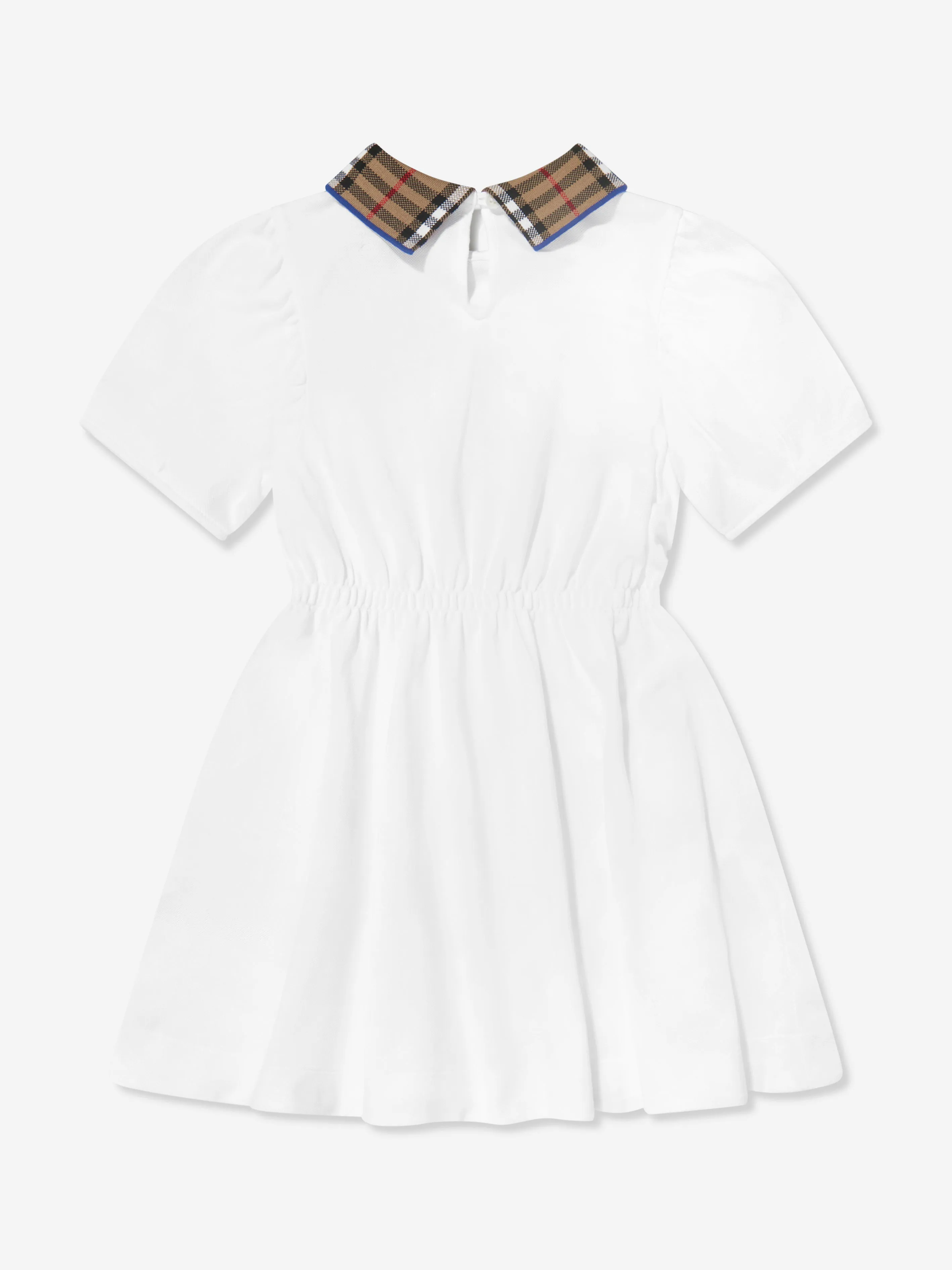 Burberry Girls Check Kragen Alesea Kleid in Weiß