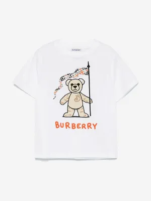 Burberry Kids Zedernbär Flaggen T-Shirt in Elfenbein