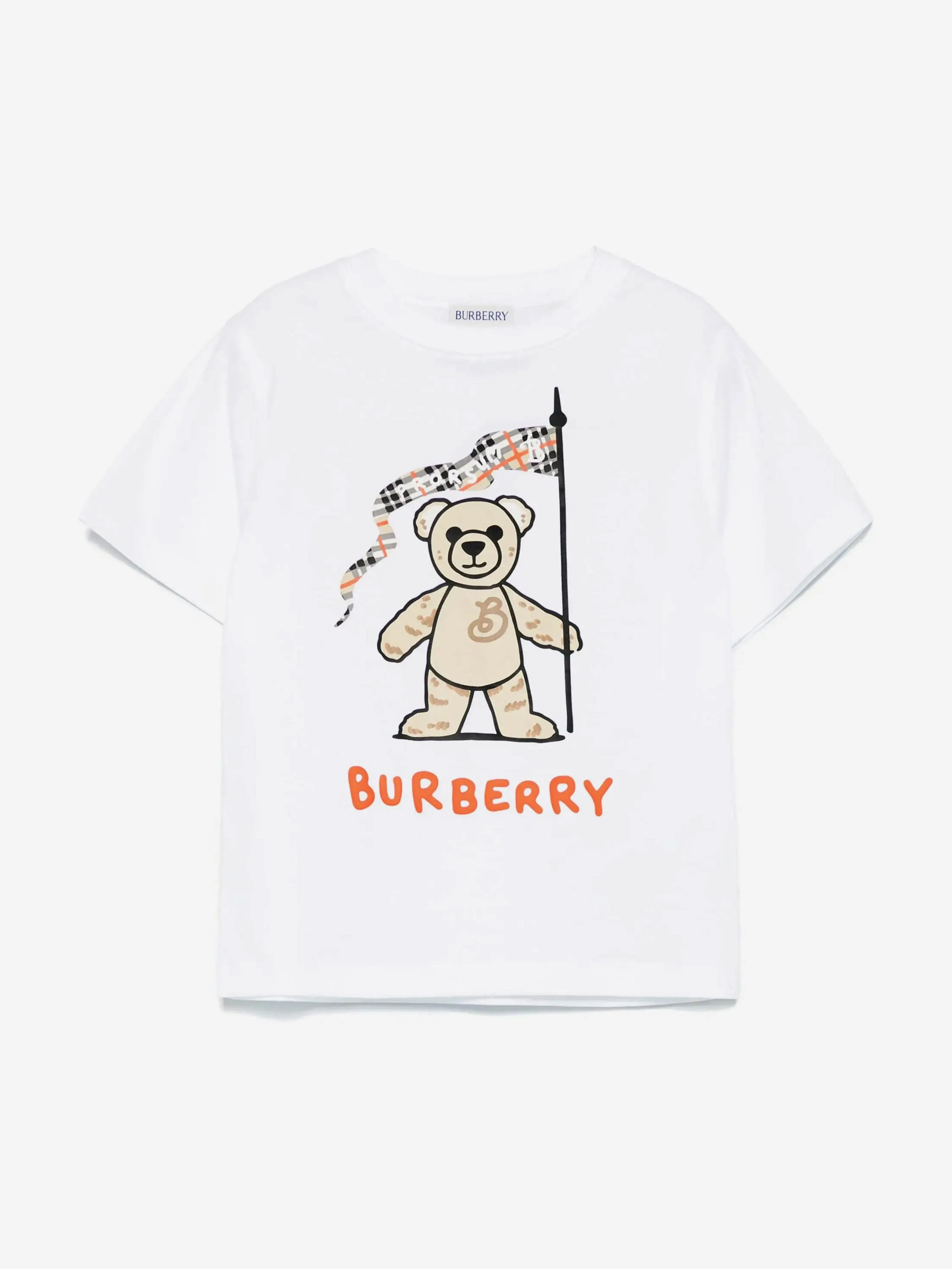 Burberry Kids Zedernbär Flaggen T-Shirt in Elfenbein