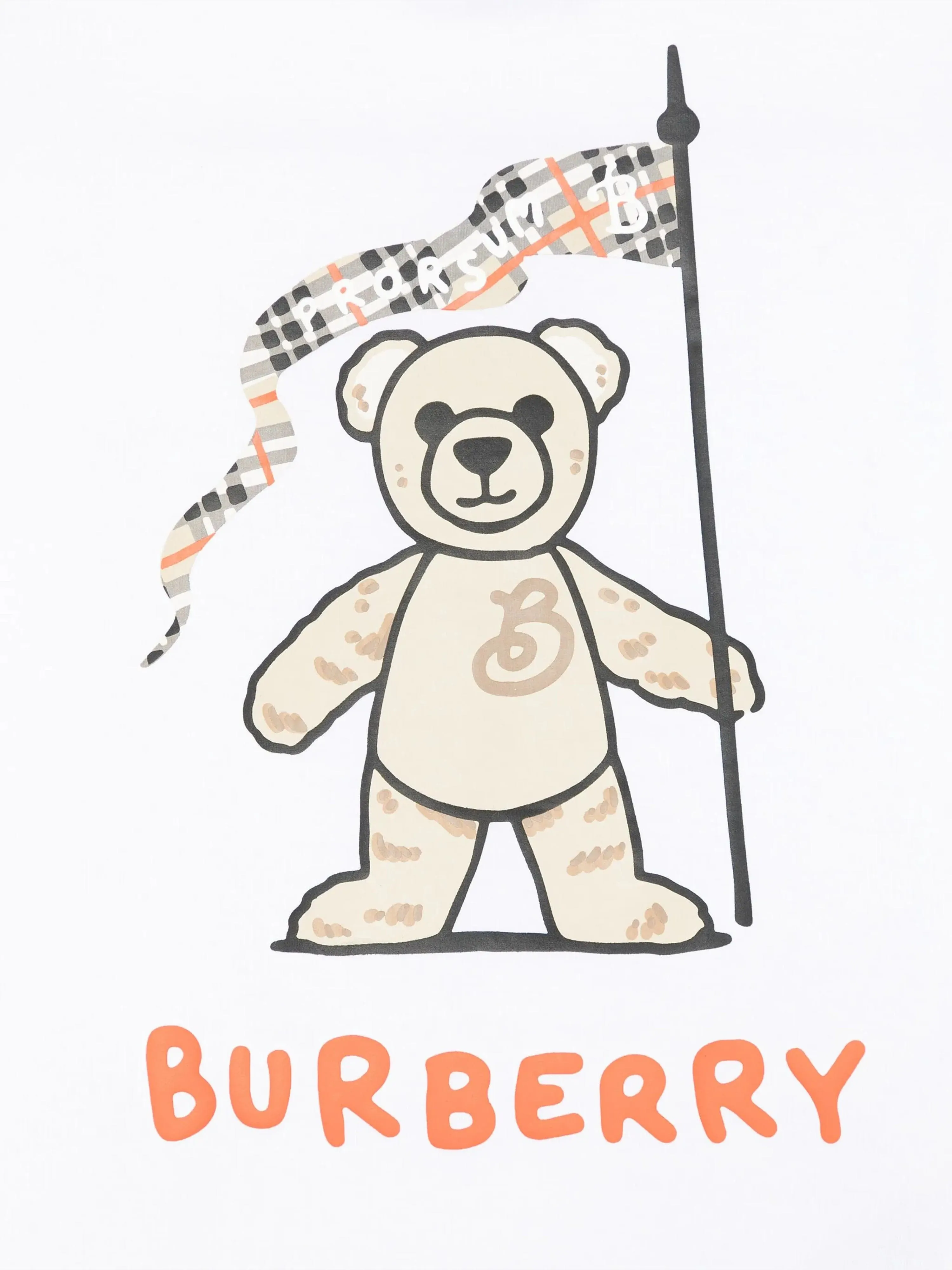 Burberry Kids Zedernbär Flaggen T-Shirt in Elfenbein