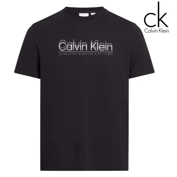 Calvin Klein Doppellogo Schwarzes T-Shirt Schwarz