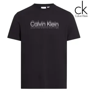 Calvin Klein Doppellogo Schwarzes T-Shirt Schwarz