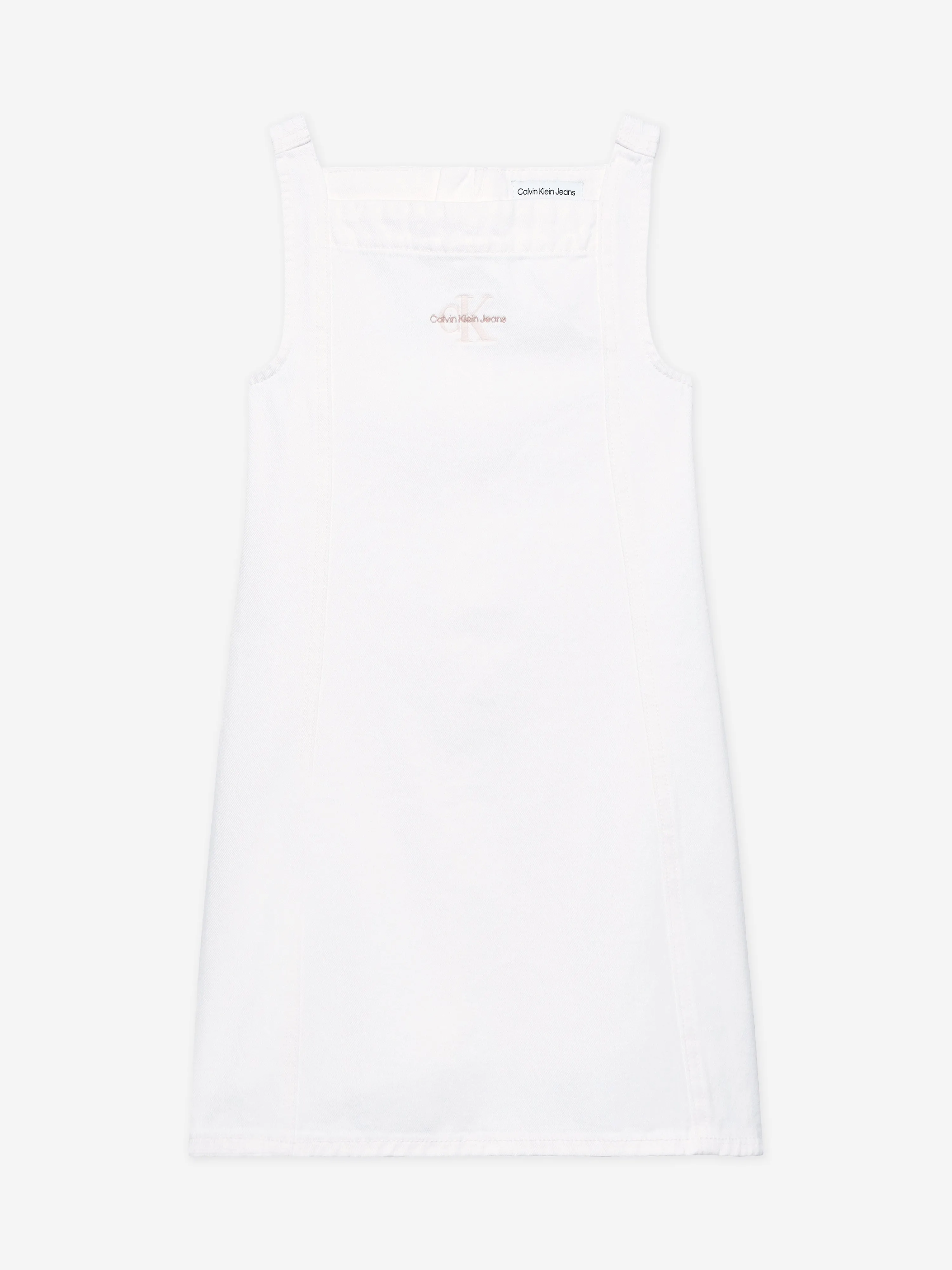 Calvin Klein Mädchen Knopf-Denimkleid in Elfenbein