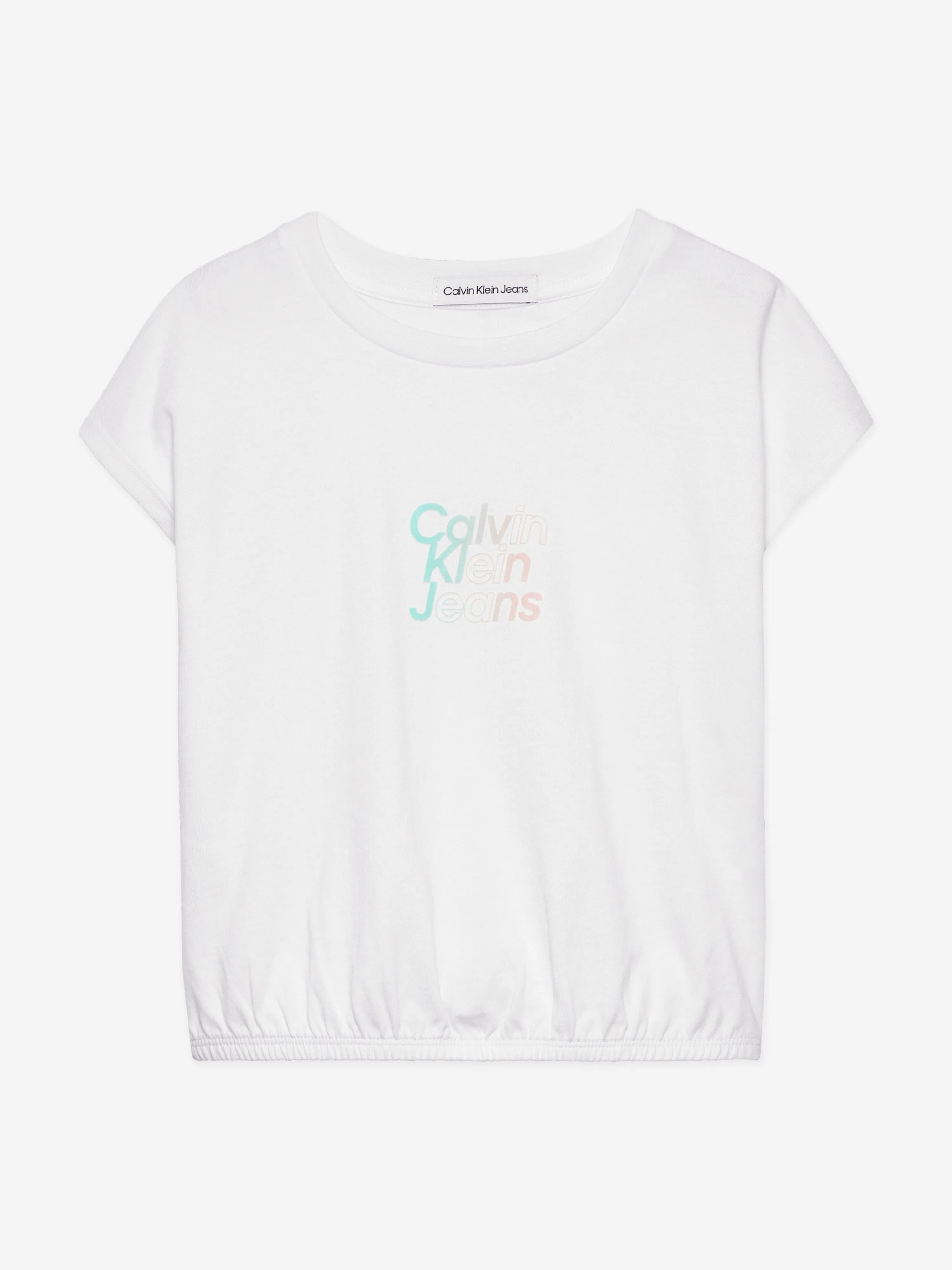 Calvin Klein Mädchen Gradient Flock Boxy T-Shirt in Weiß