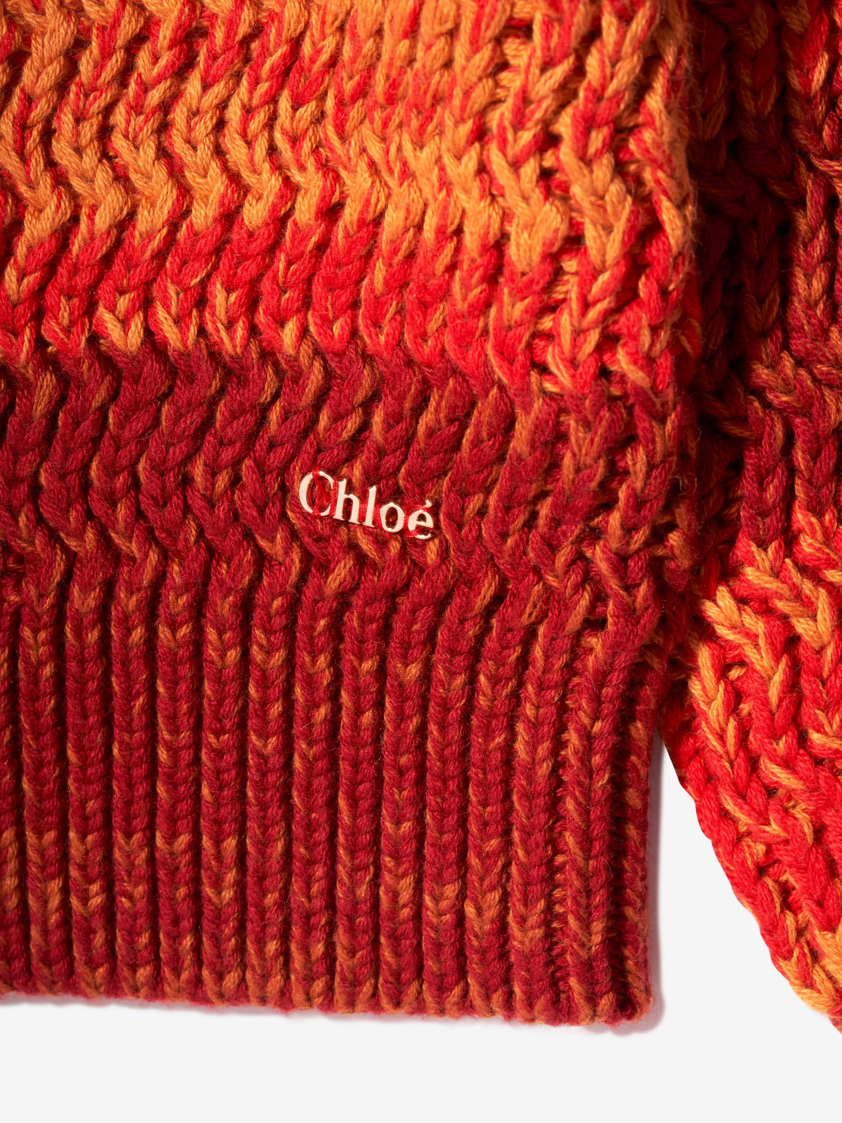 Chloé Mädchen Gestrickter Farbverlauf-Pullover in Karmesinrot