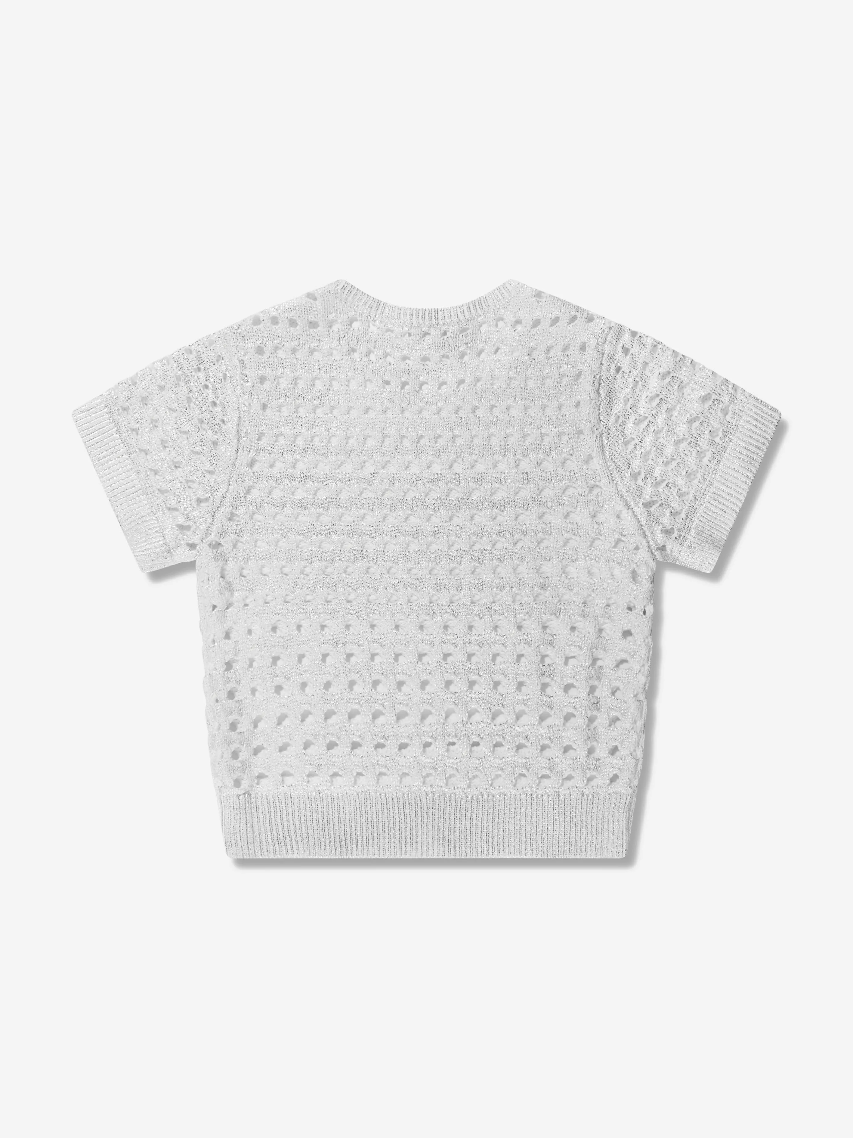 Chloé Girls Lamé Häkel-Sweatshirt in Silber