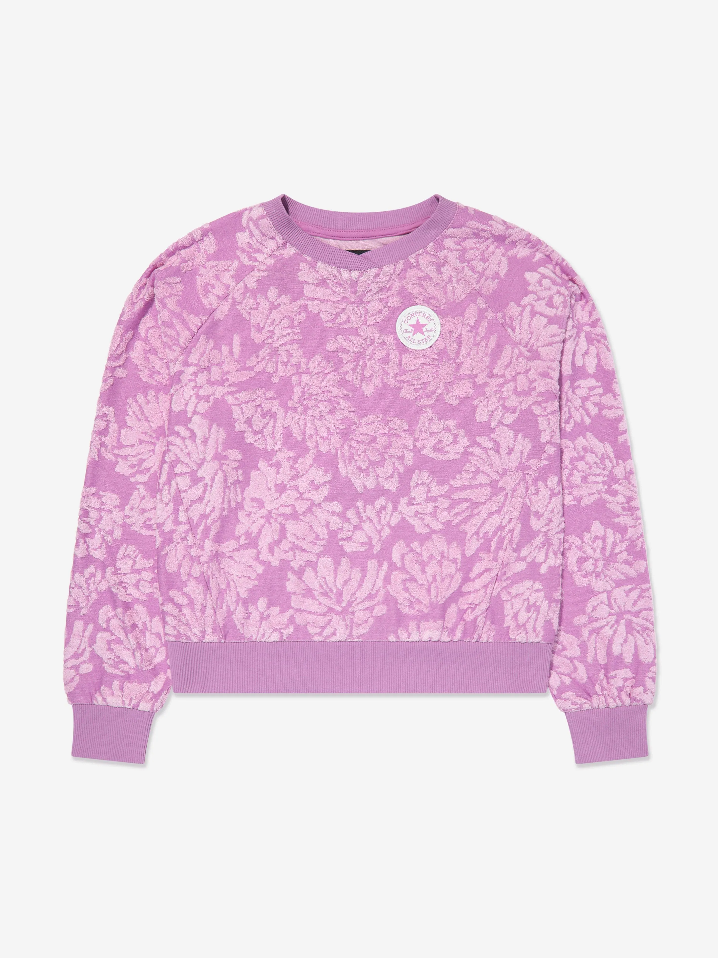 Converse Mädchen Blumenjacquard Pullover in Lila