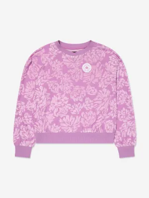 Converse Mädchen Blumenjacquard Pullover in Lila