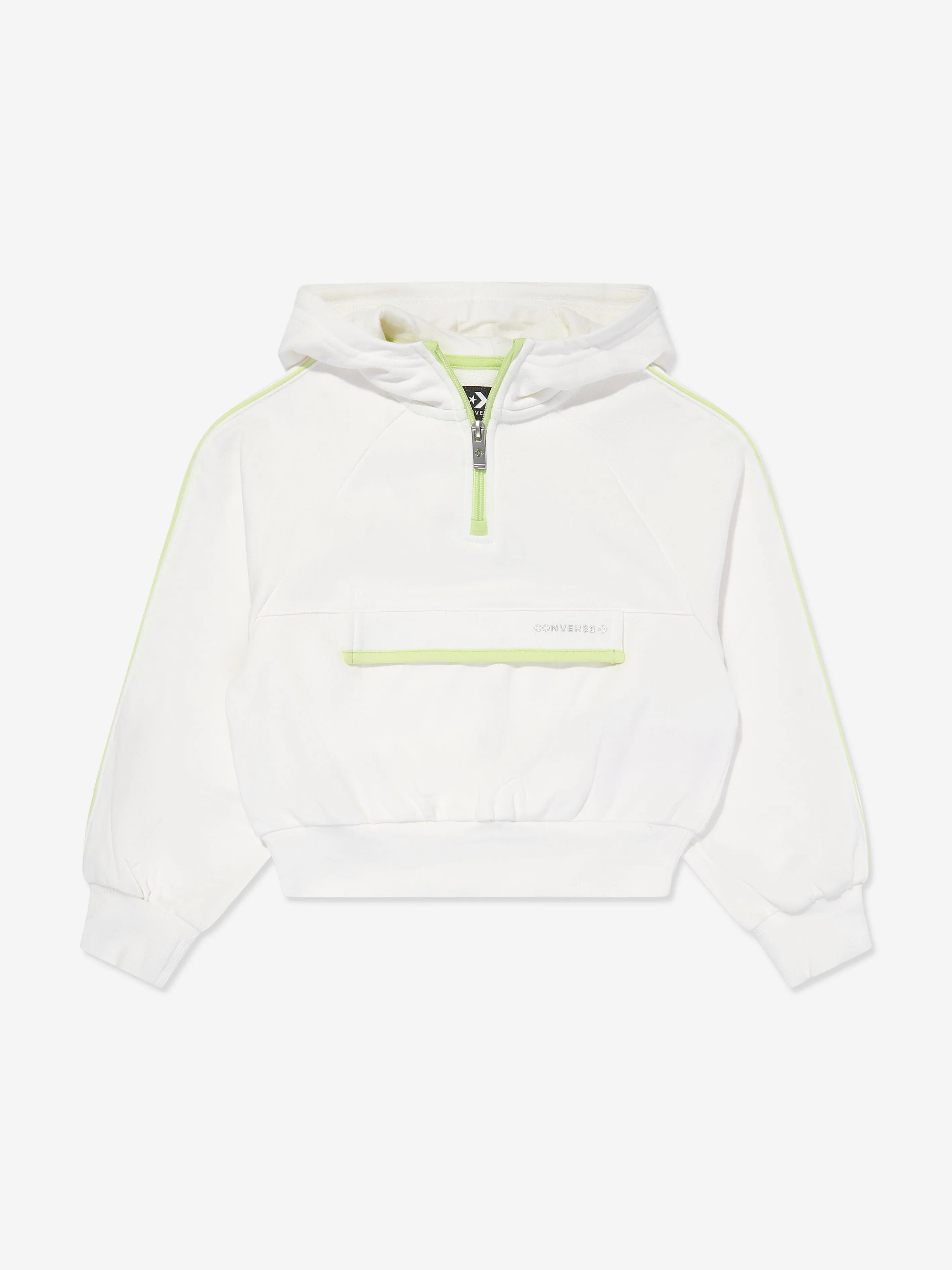 Converse Mädchen Half Zip Boxy Utility Hoodie in Elfenbein