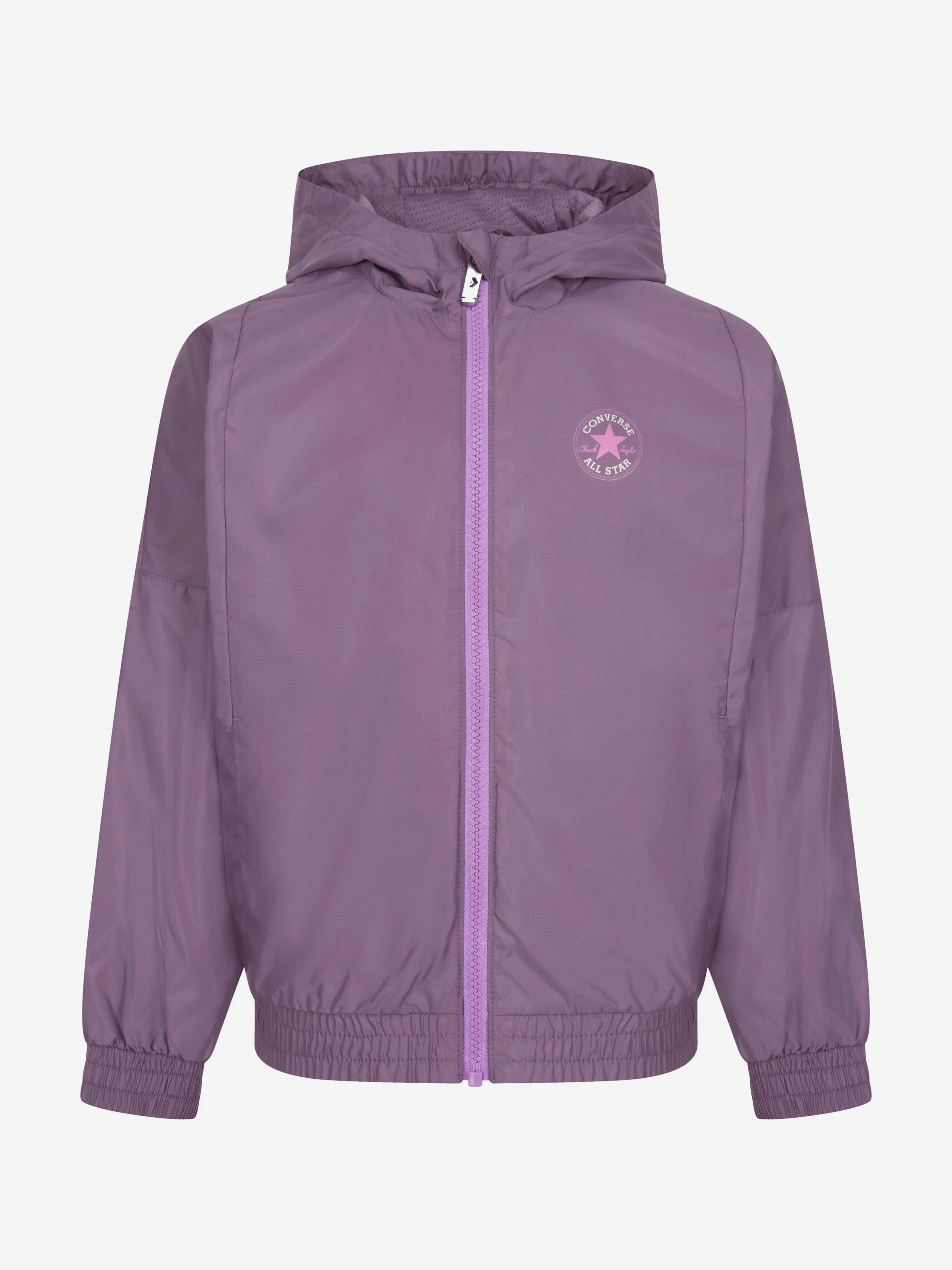 Converse Mädchen Kapuzen-Windjacke mit Reißverschluss in Lila