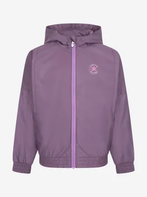 Converse Mädchen Kapuzen-Windjacke mit Reißverschluss in Lila