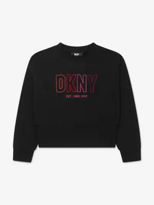 DKNY Girls Besticktes Logo Sweatshirt in Schwarz