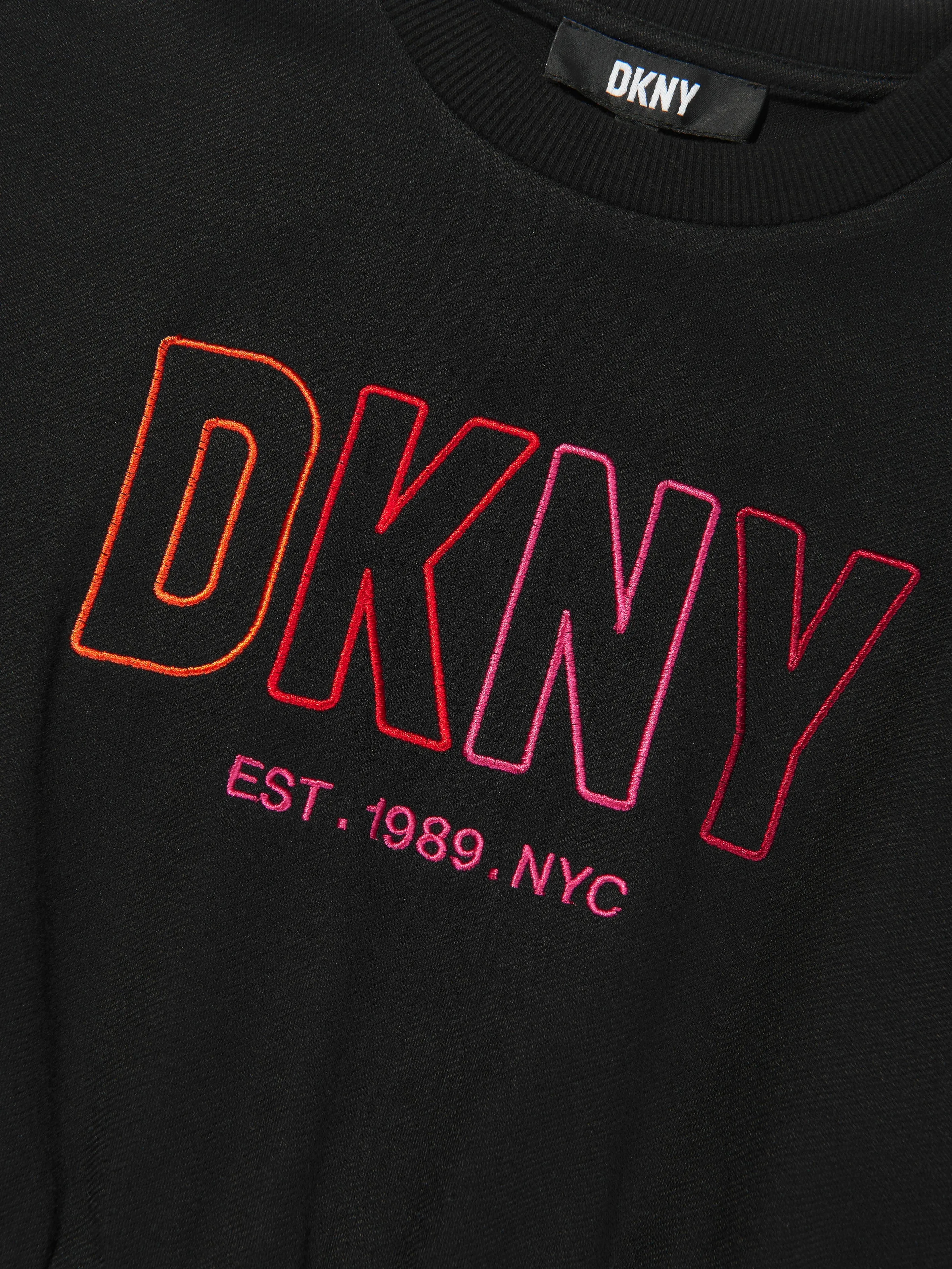 DKNY Girls Besticktes Logo Sweatshirt in Schwarz