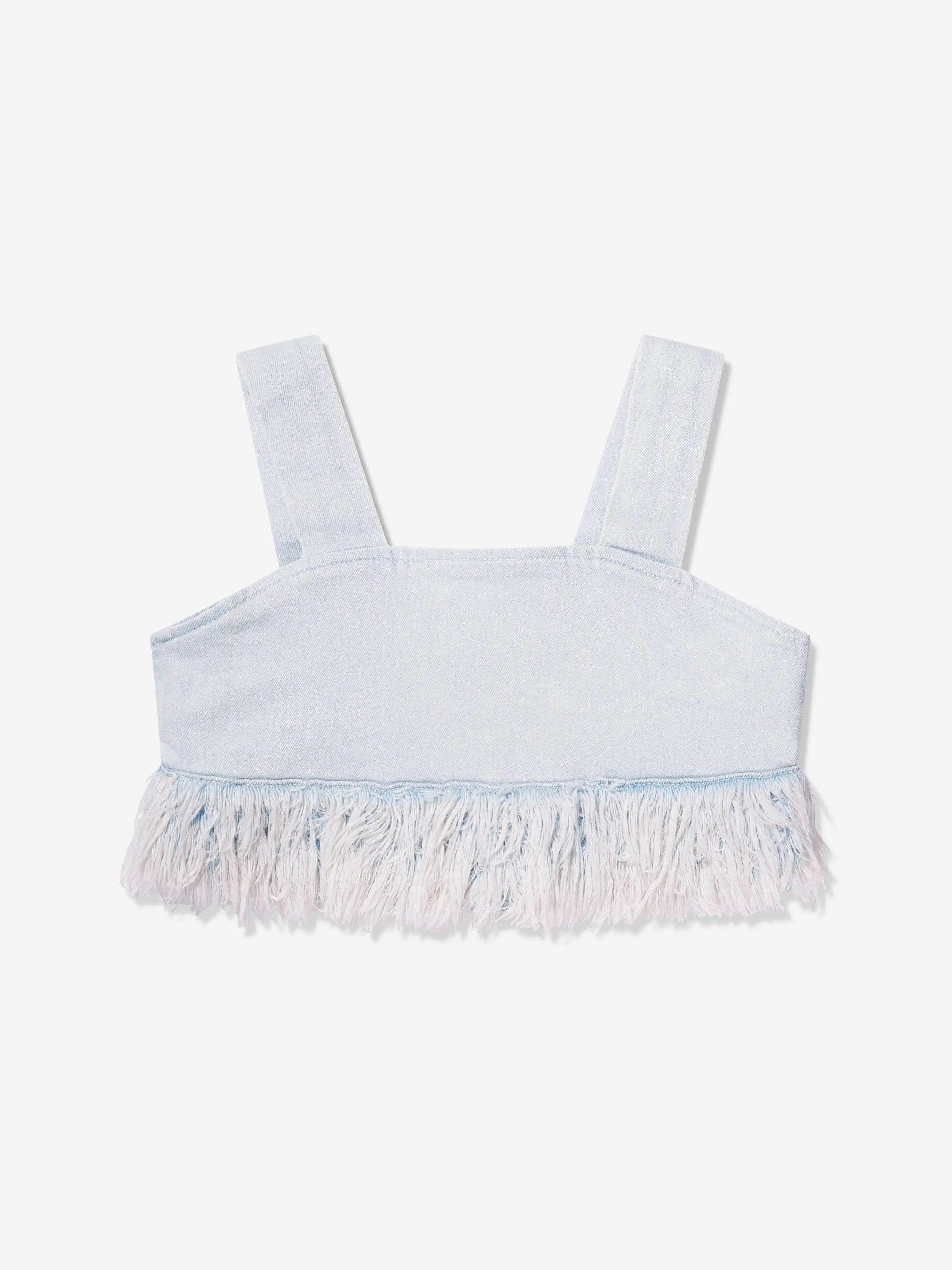 DL1961 Mädchen Cora Denim Pelz Crop Top in Blau
