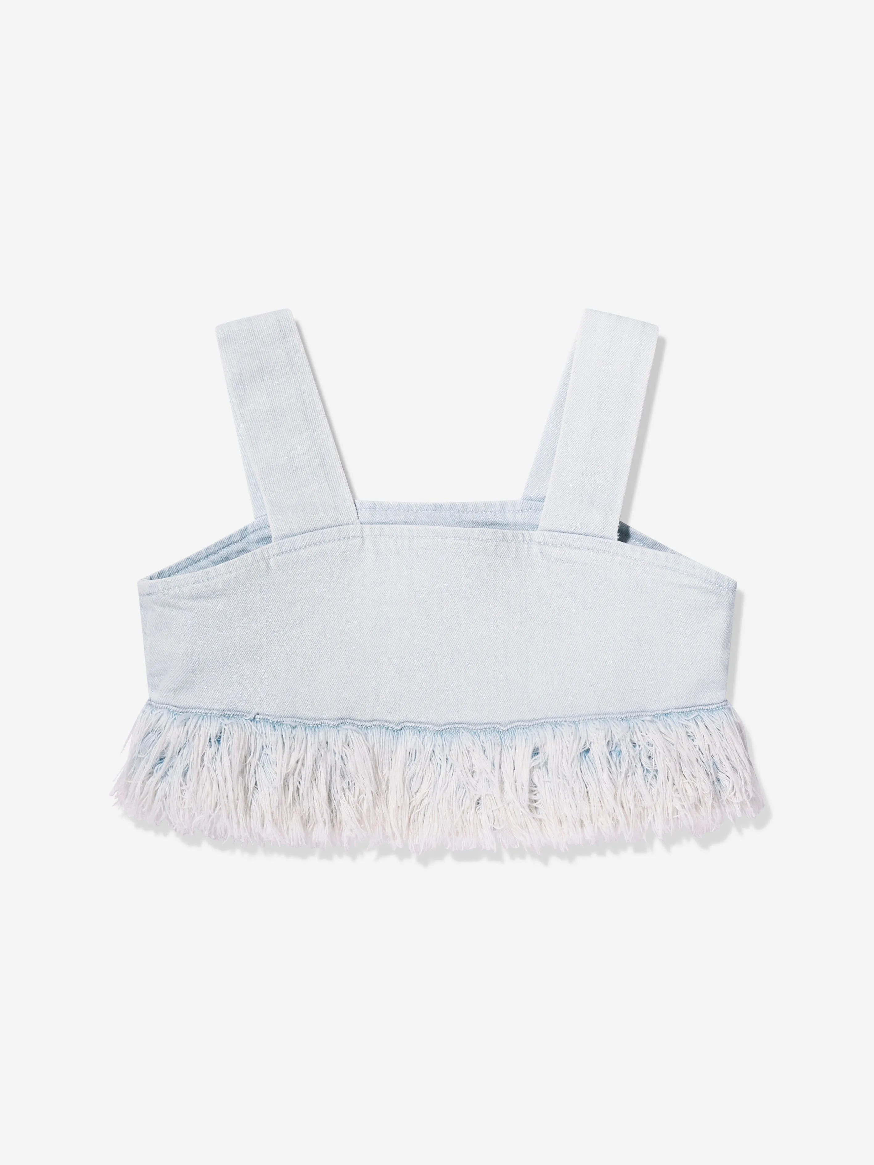 DL1961 Mädchen Cora Denim Pelz Crop Top in Blau