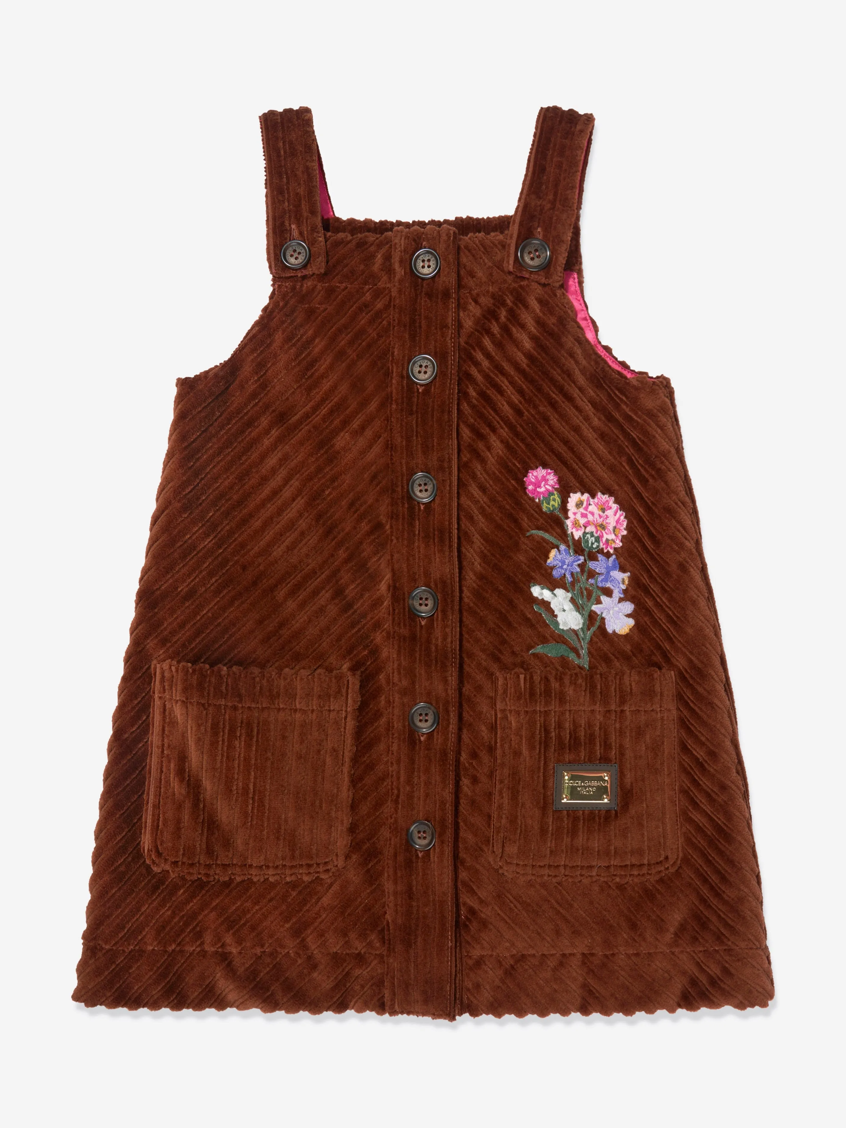 Dolce & Gabbana Mädchen Cordkleid in Braun