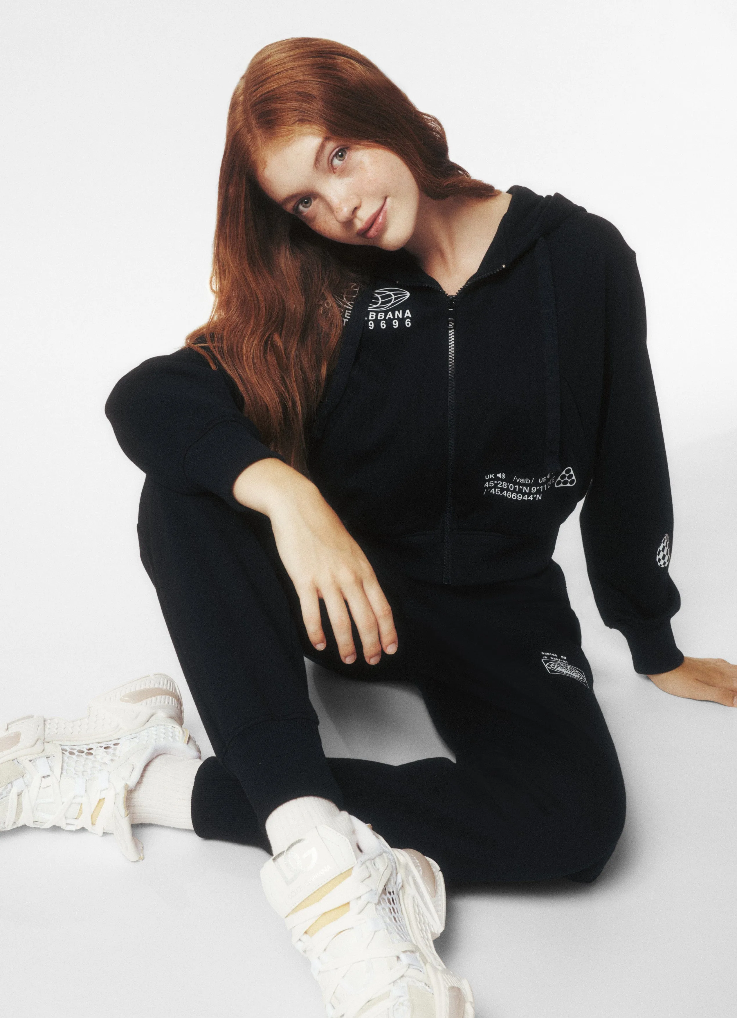 Dolce & Gabbana Girls DG Vibe Reißverschluss-Top in Schwarz