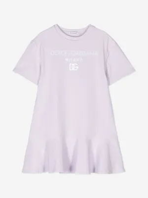 Dolce & Gabbana Mädchen Logo Jersey Kleid in Lila