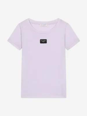Dolce & Gabbana Mädchen Logo Label T-Shirt in Lila