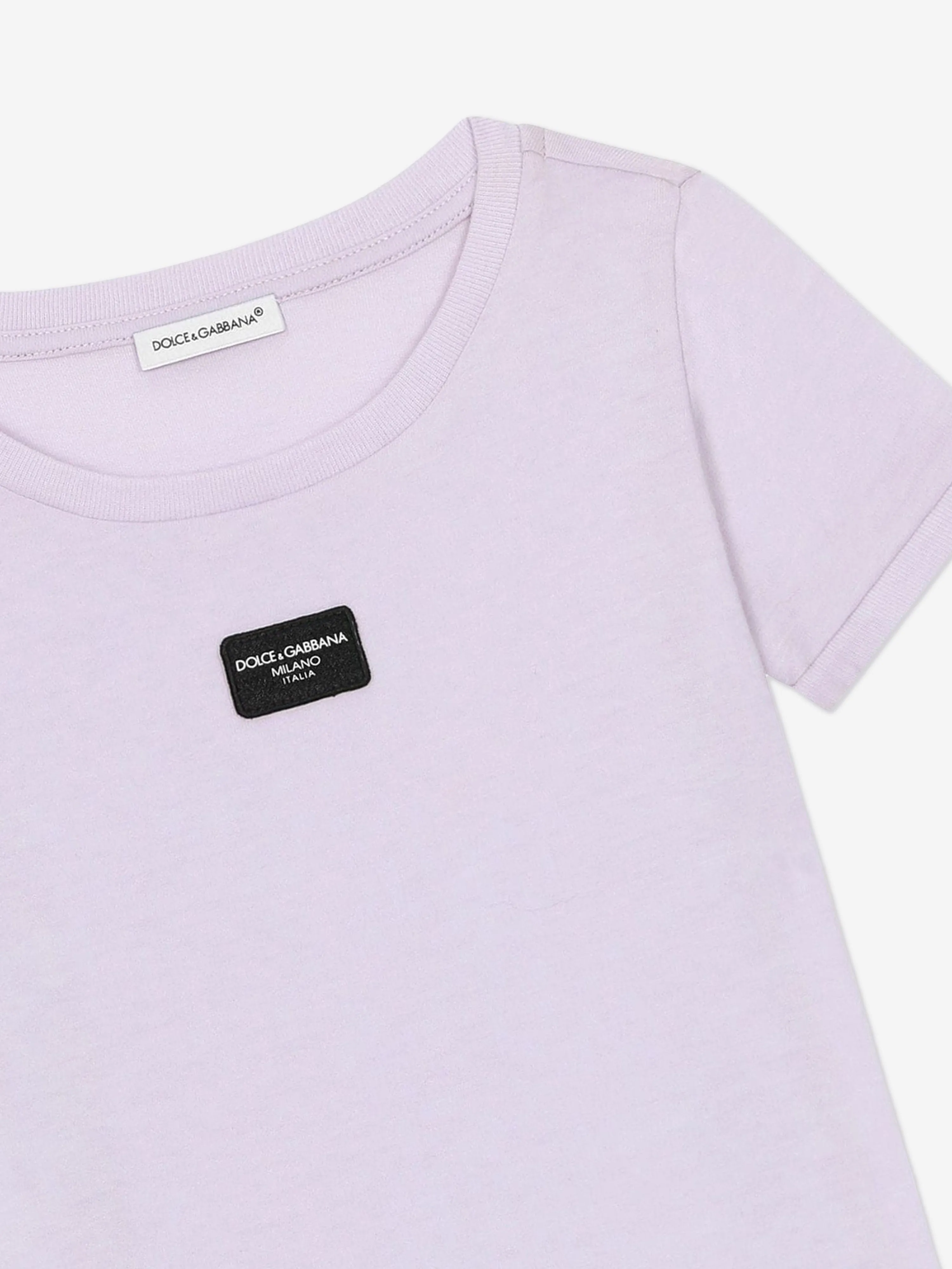Dolce & Gabbana Mädchen Logo Label T-Shirt in Lila