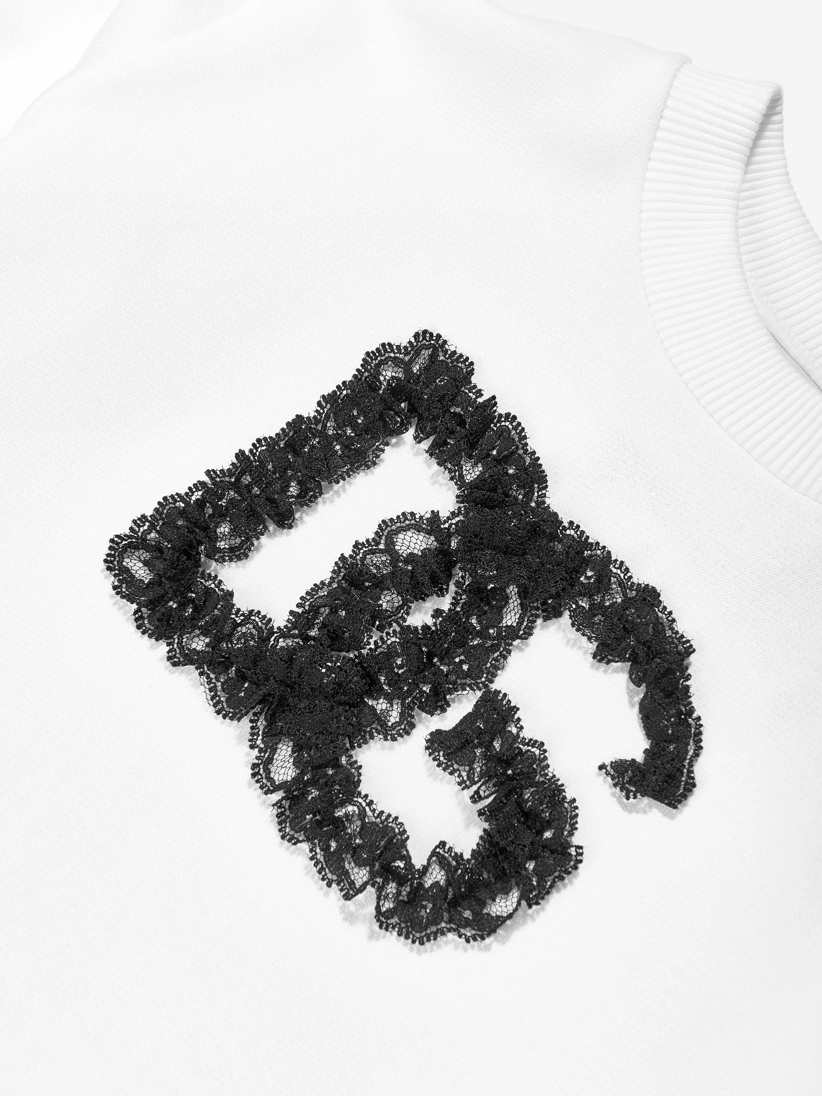 Dolce & Gabbana Mädchen Logo Strickkleid in Weiß