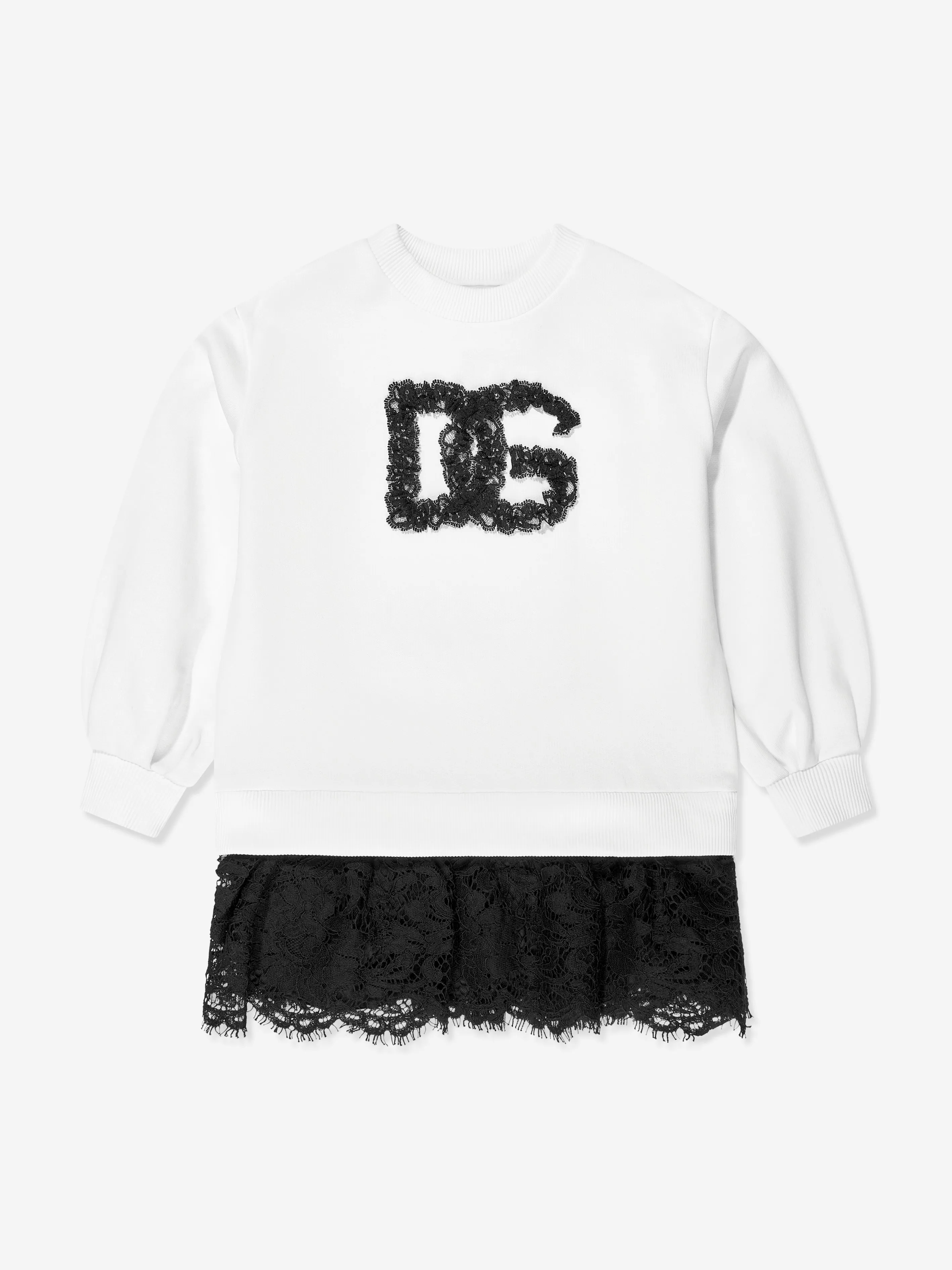 Dolce & Gabbana Mädchen Logo Strickkleid in Weiß