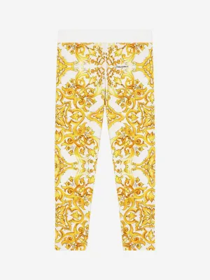 Dolce & Gabbana Mädchen Maiolica-Druck Leggings in Gelb