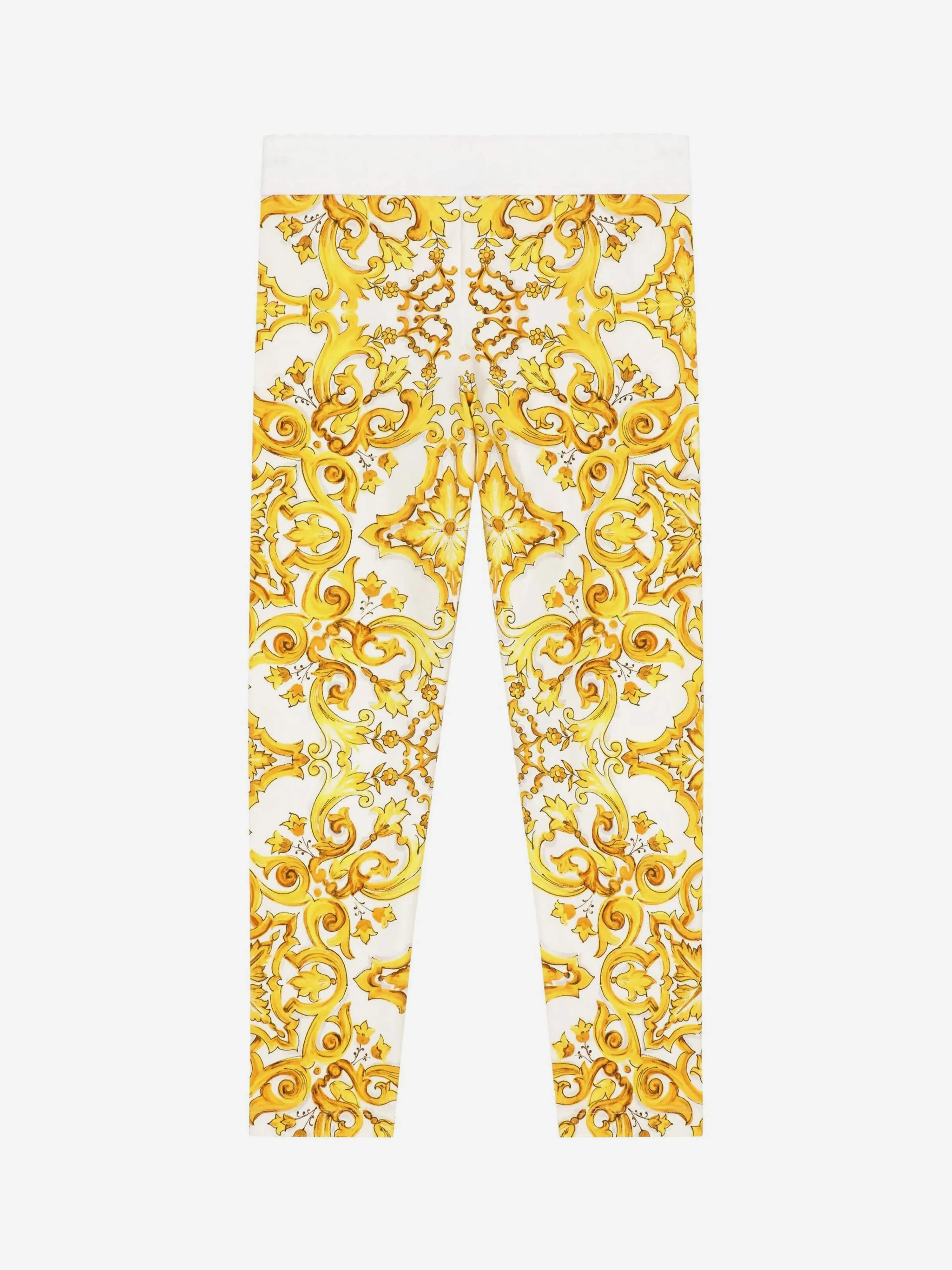Dolce & Gabbana Mädchen Maiolica-Druck Leggings in Gelb