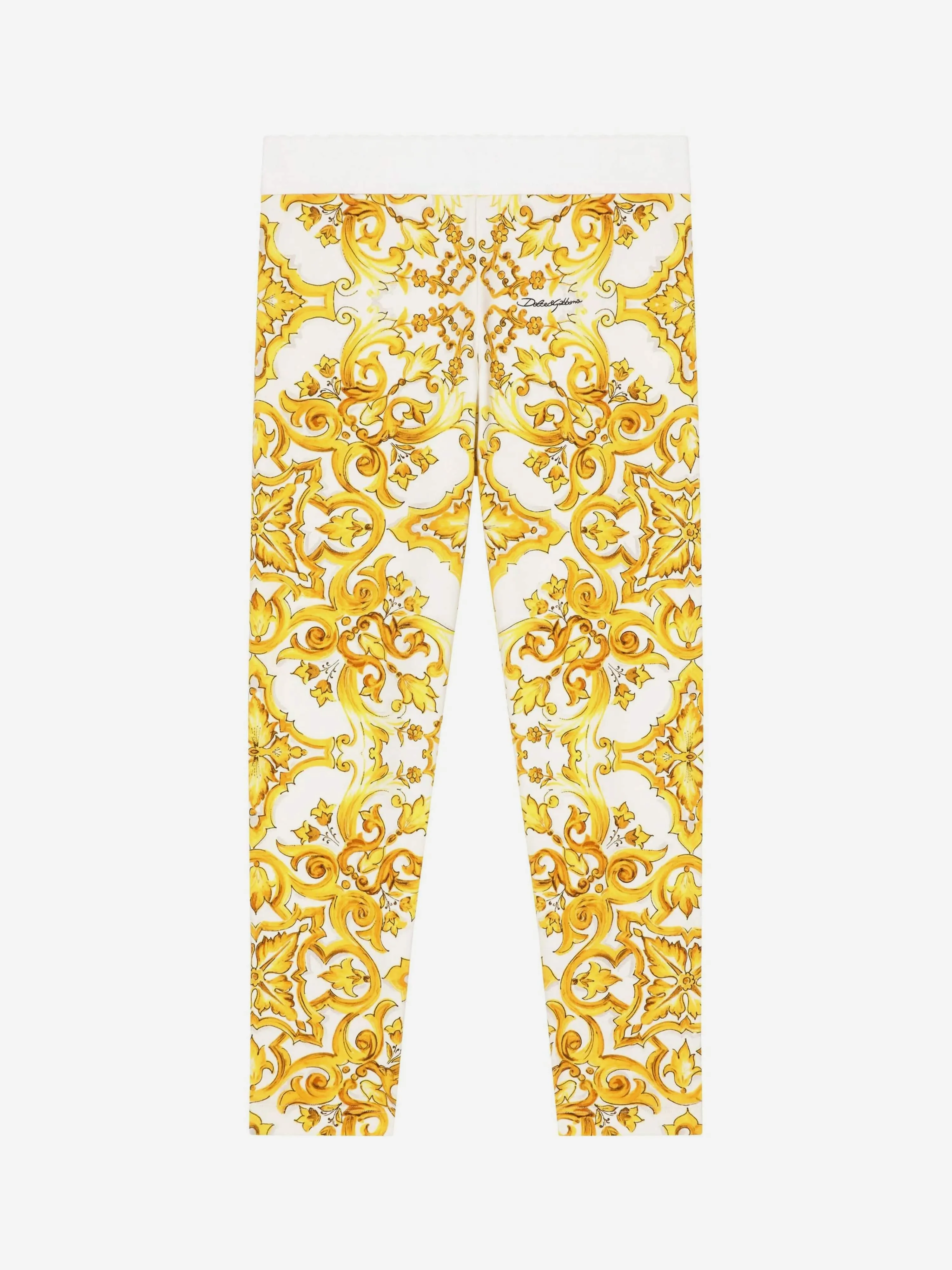 Dolce & Gabbana Mädchen Maiolica-Druck Leggings in Gelb