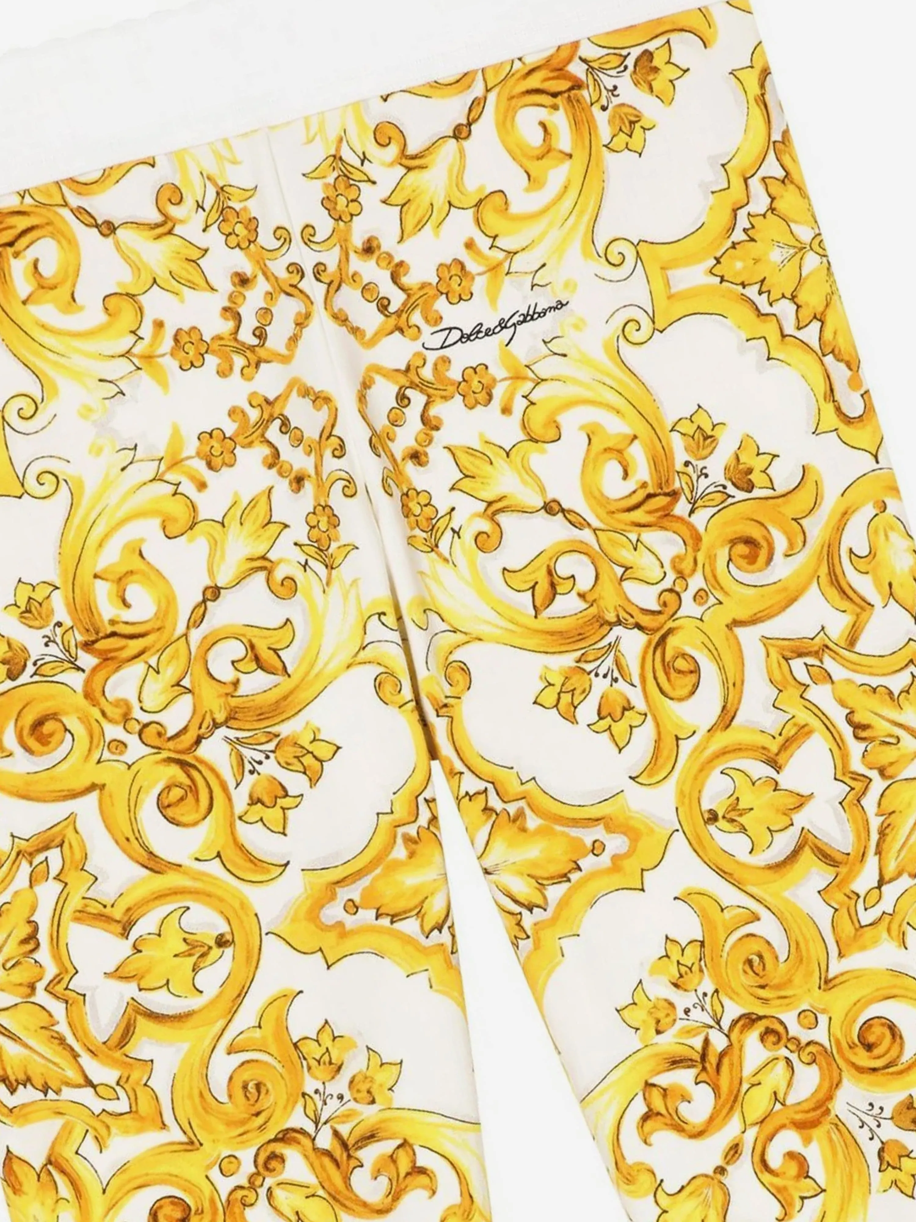 Dolce & Gabbana Mädchen Maiolica-Druck Leggings in Gelb