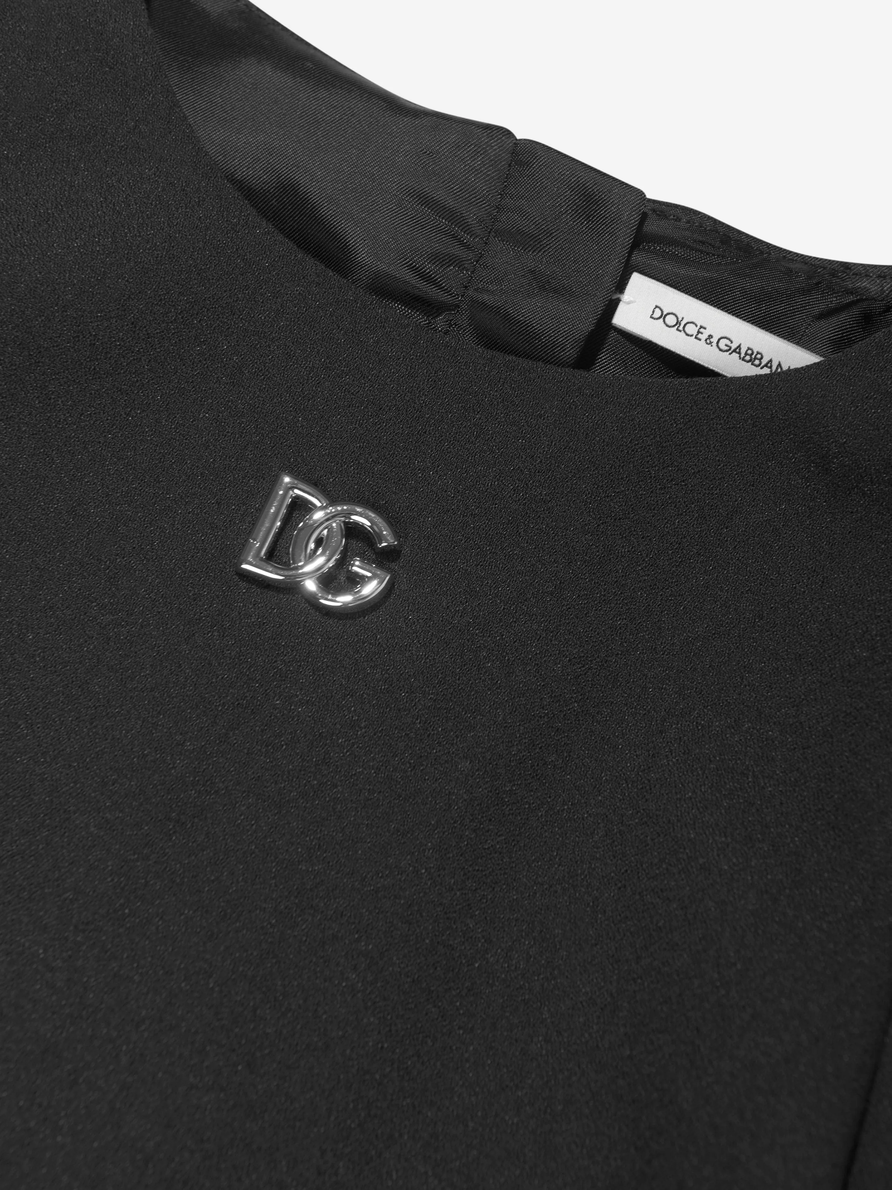 Dolce & Gabbana Mädchen Metall-Logo Kleid in Schwarz