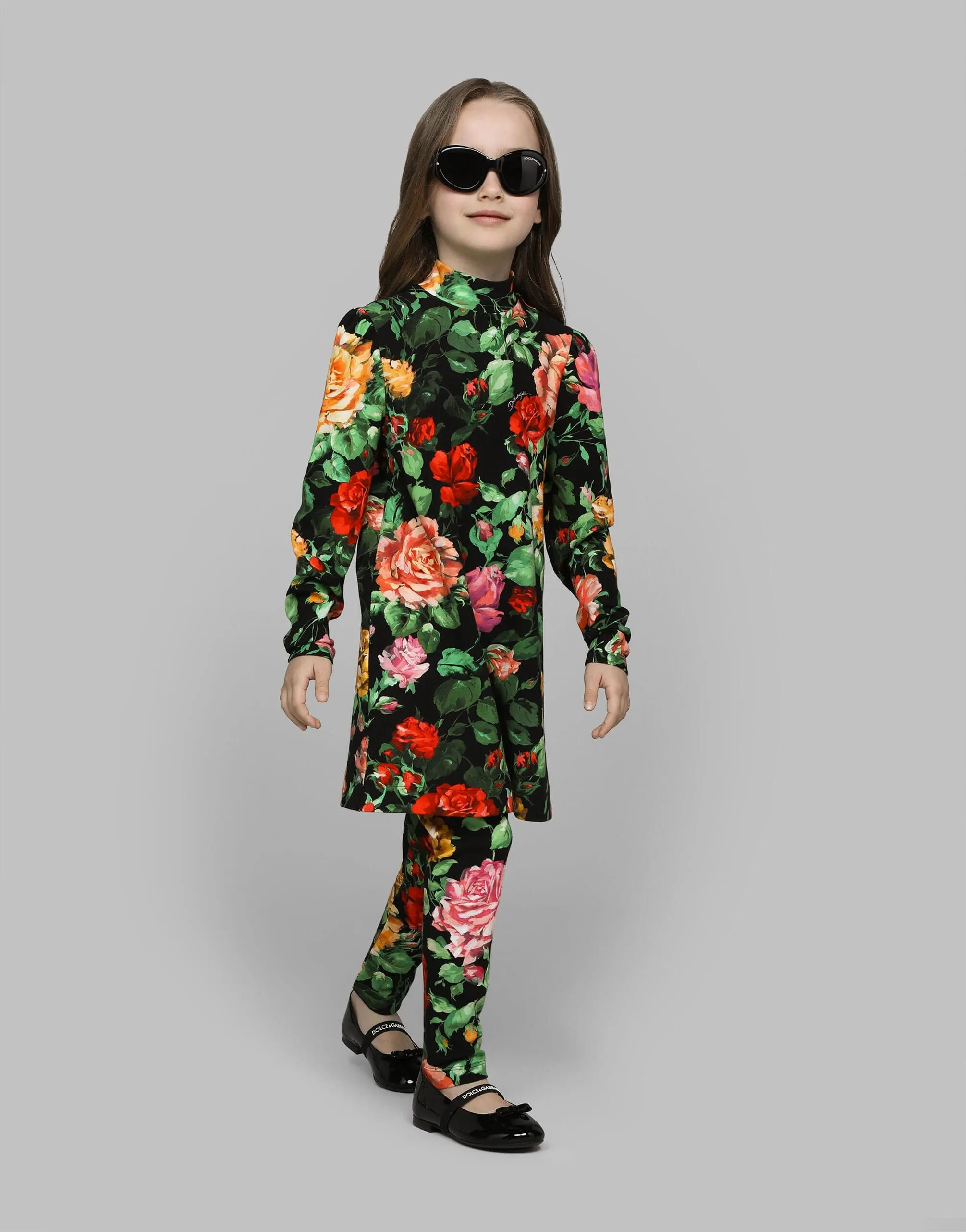 Dolce & Gabbana Mädchen Rosenprint Leggings in Mehrfarben