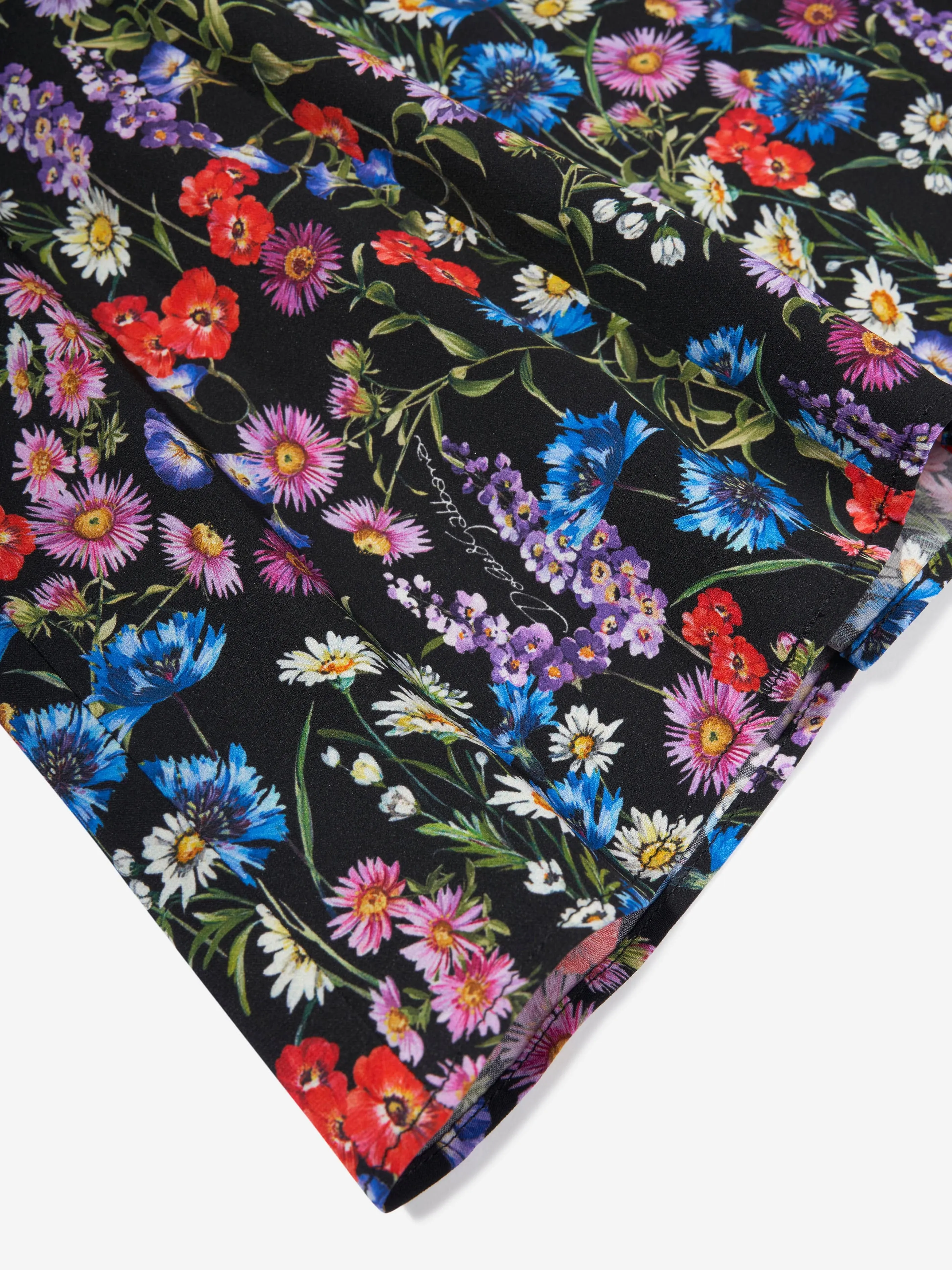 Dolce & Gabbana Mädchen Seiden Wildblumen Kleid in Schwarz