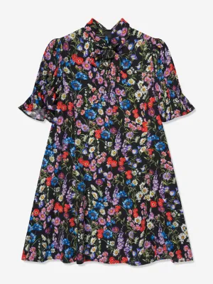 Dolce & Gabbana Mädchen Seiden Wildblumen Kleid in Schwarz