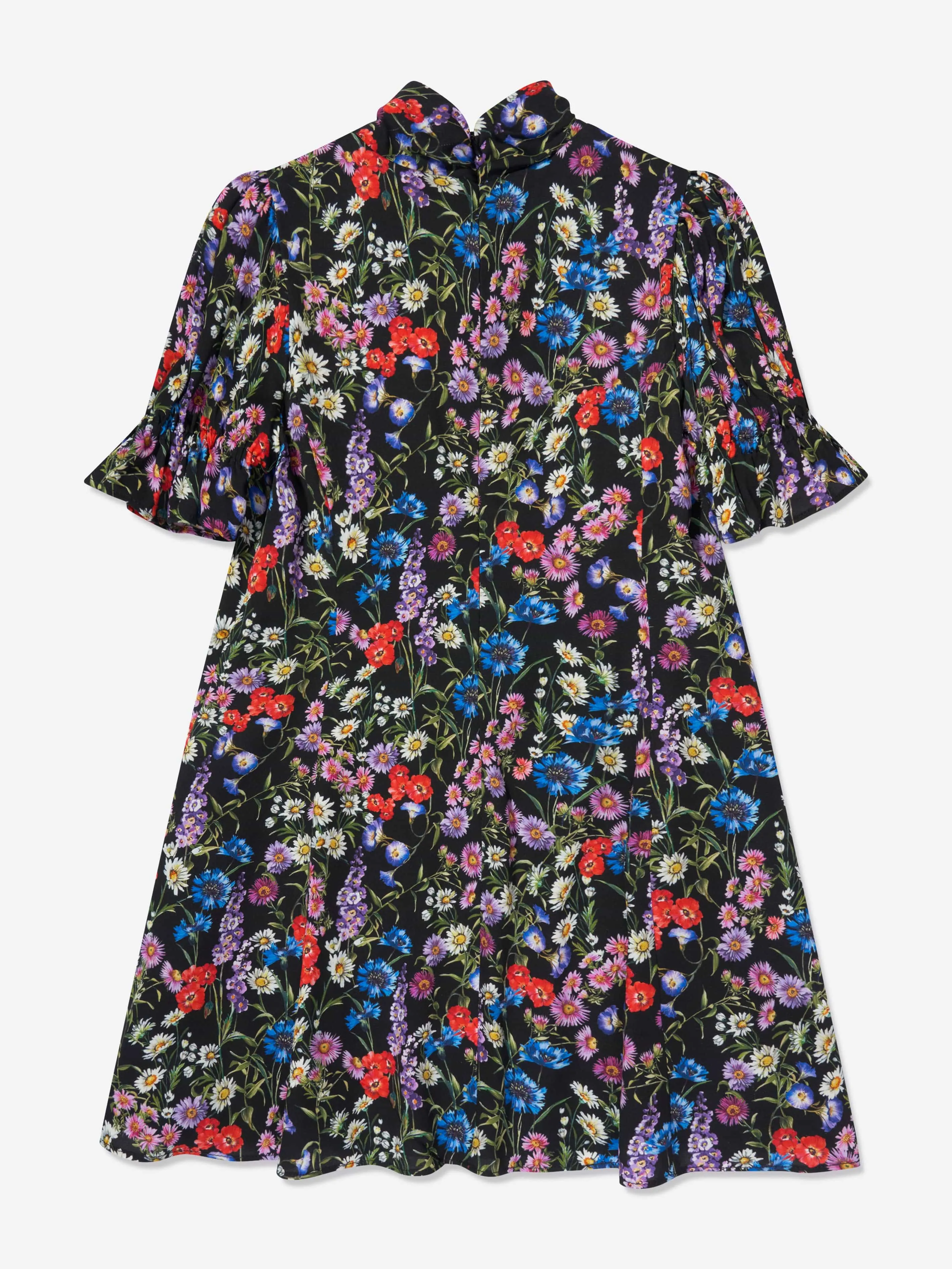 Dolce & Gabbana Mädchen Seiden Wildblumen Kleid in Schwarz