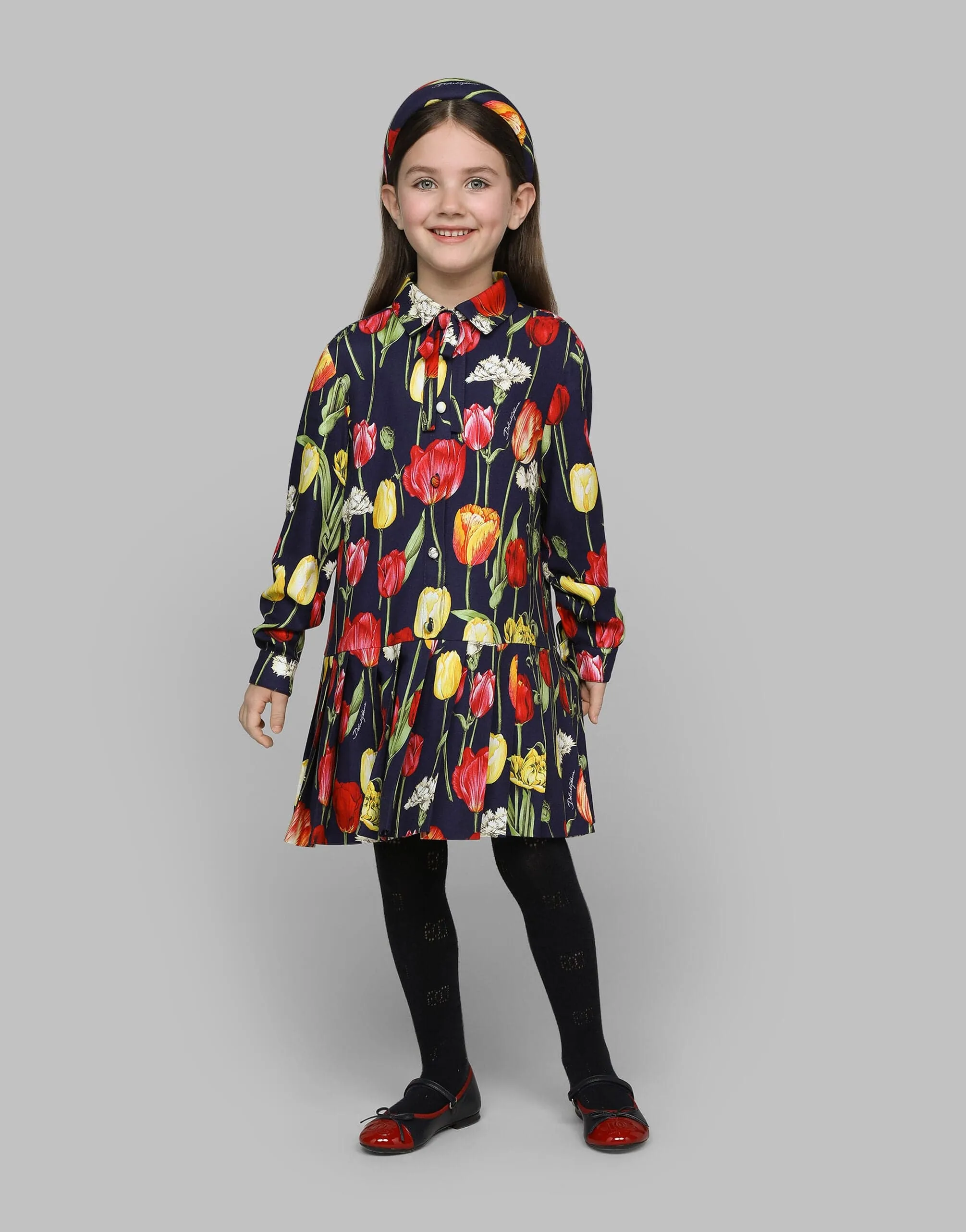 Dolce & Gabbana Mädchen Tulpenmuster Kleid in Mehrfarbig