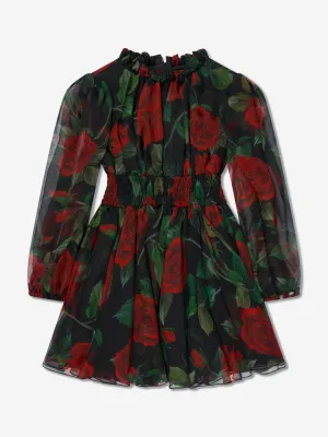 Dolce & Gabbana Mädchen Tüll Rosenkleid in Schwarz