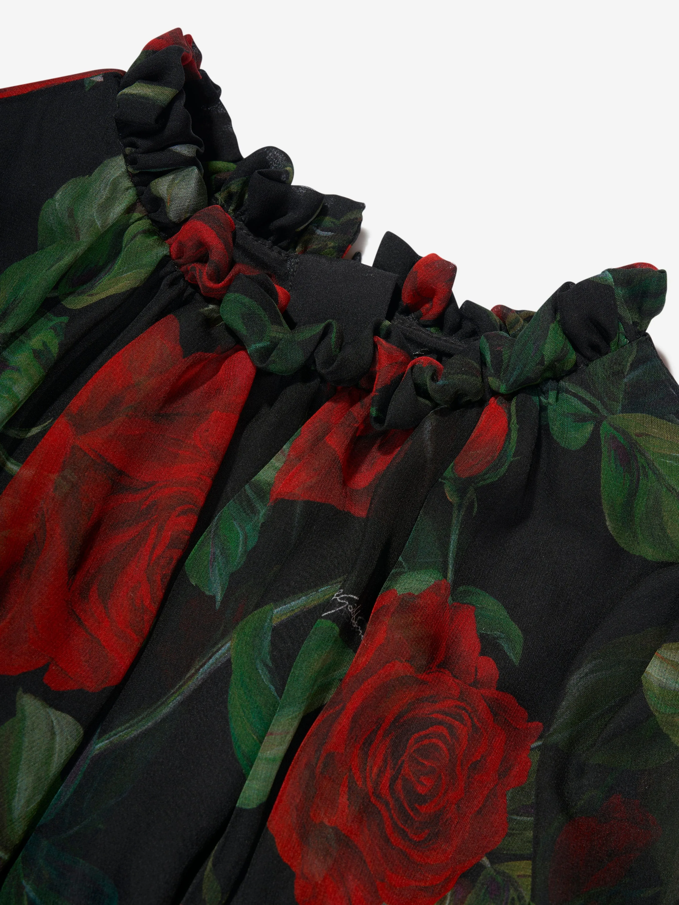 Dolce & Gabbana Mädchen Tüll Rosenkleid in Schwarz