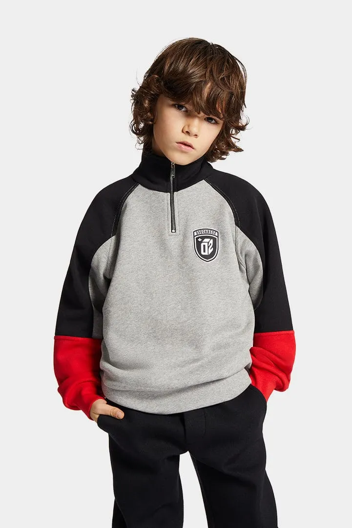 Dsquared2 Kids Colourblock Halbzip-Pullover in Grau
