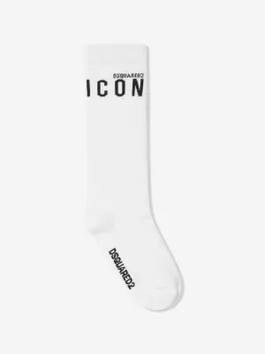 Dsquared2 Kids Icon Logo Socken in Weiß