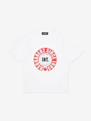 Dsquared2 Kids Slouch Fit Logo T-Shirt in Weiß