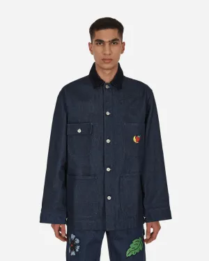 Bestickte Denim-Arbeitsjacke Blau