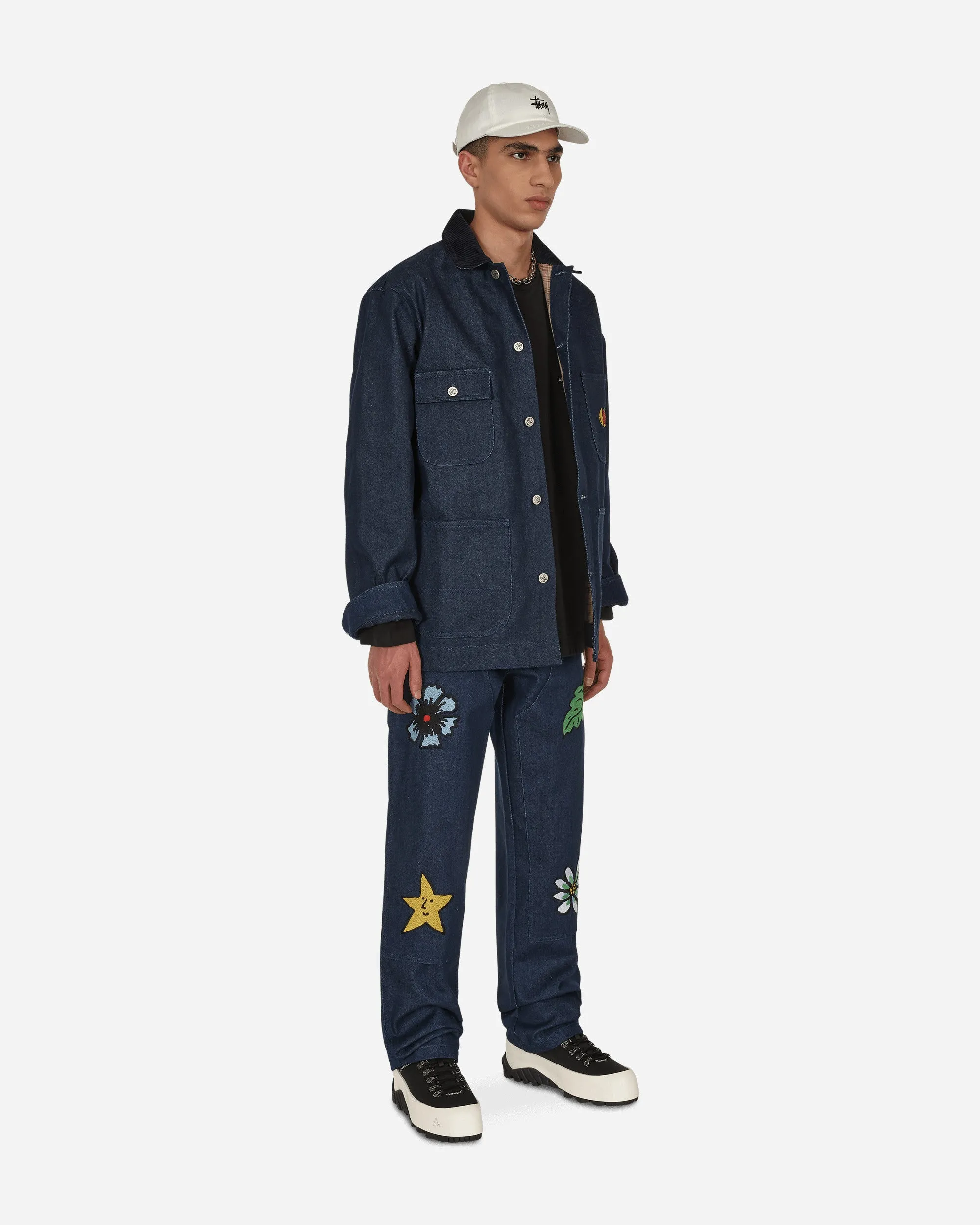 Bestickte Denim-Arbeitsjacke Blau