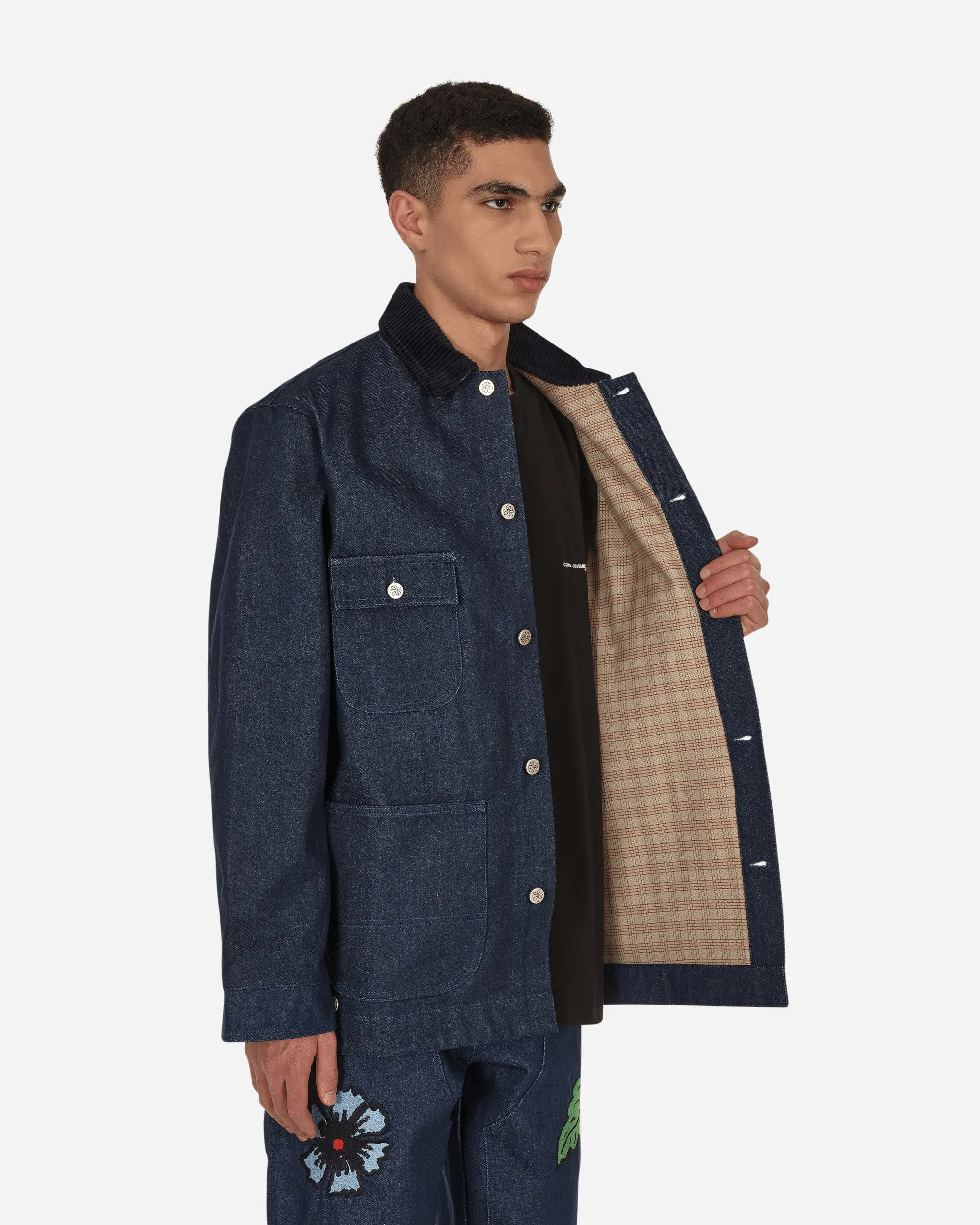 Bestickte Denim-Arbeitsjacke Blau