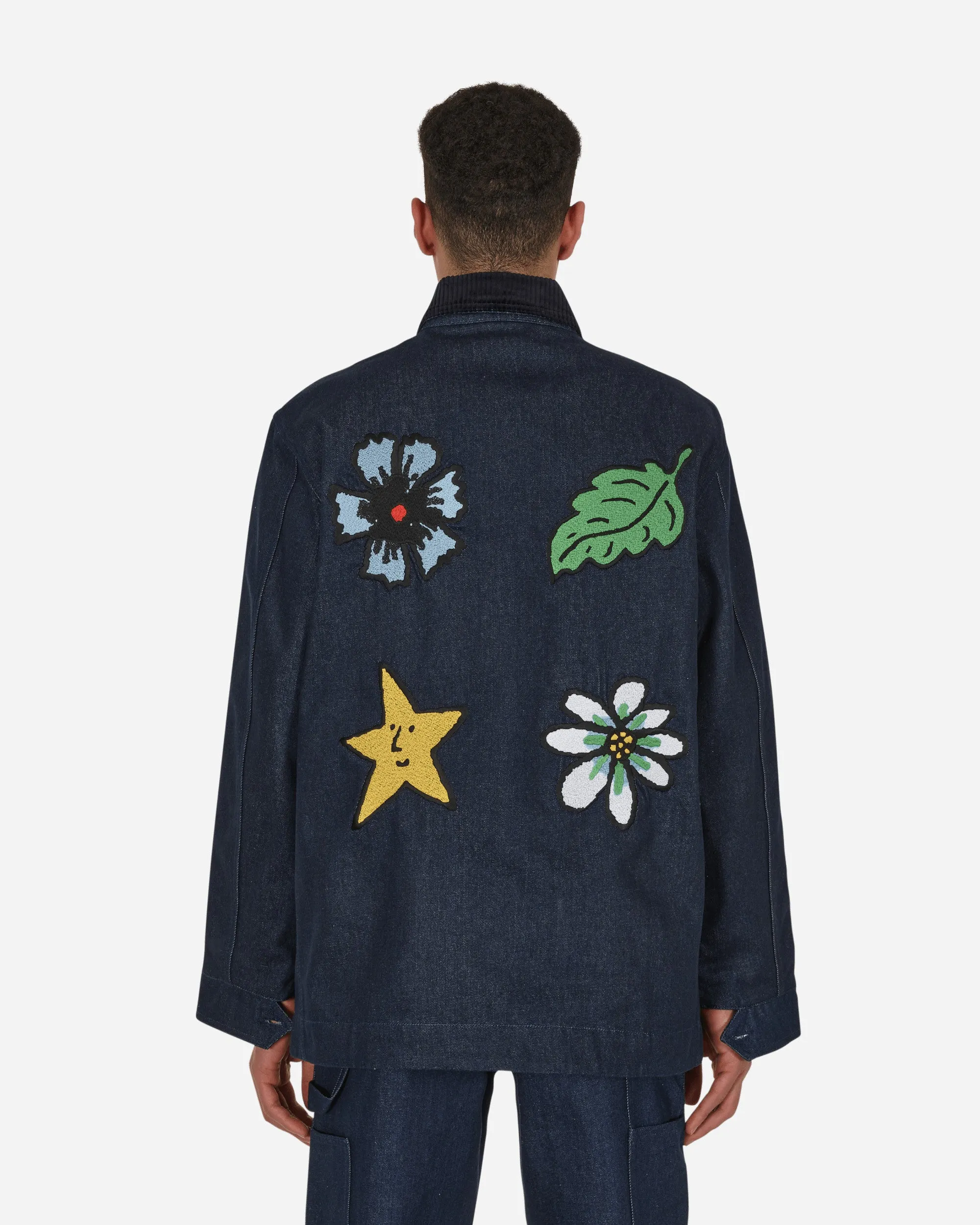 Bestickte Denim-Arbeitsjacke Blau