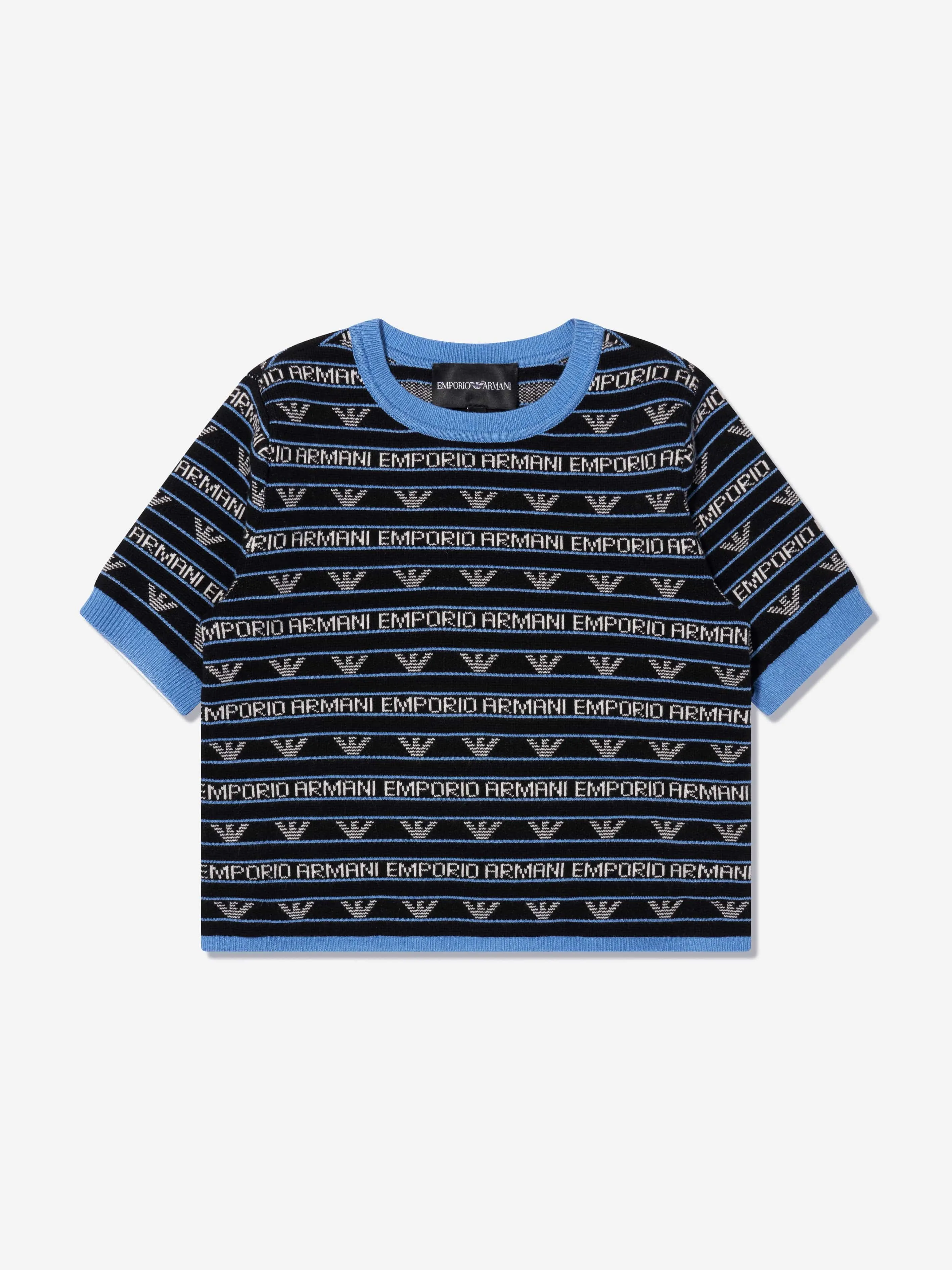 Emporio Armani Mädchen Kurzarm Logo Pullover In Marine