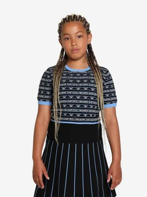 Emporio Armani Mädchen Kurzarm Logo Pullover In Marine
