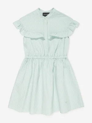 Emporio Armani Mädchen Gestreiftes Rüschenkleid in Grün
