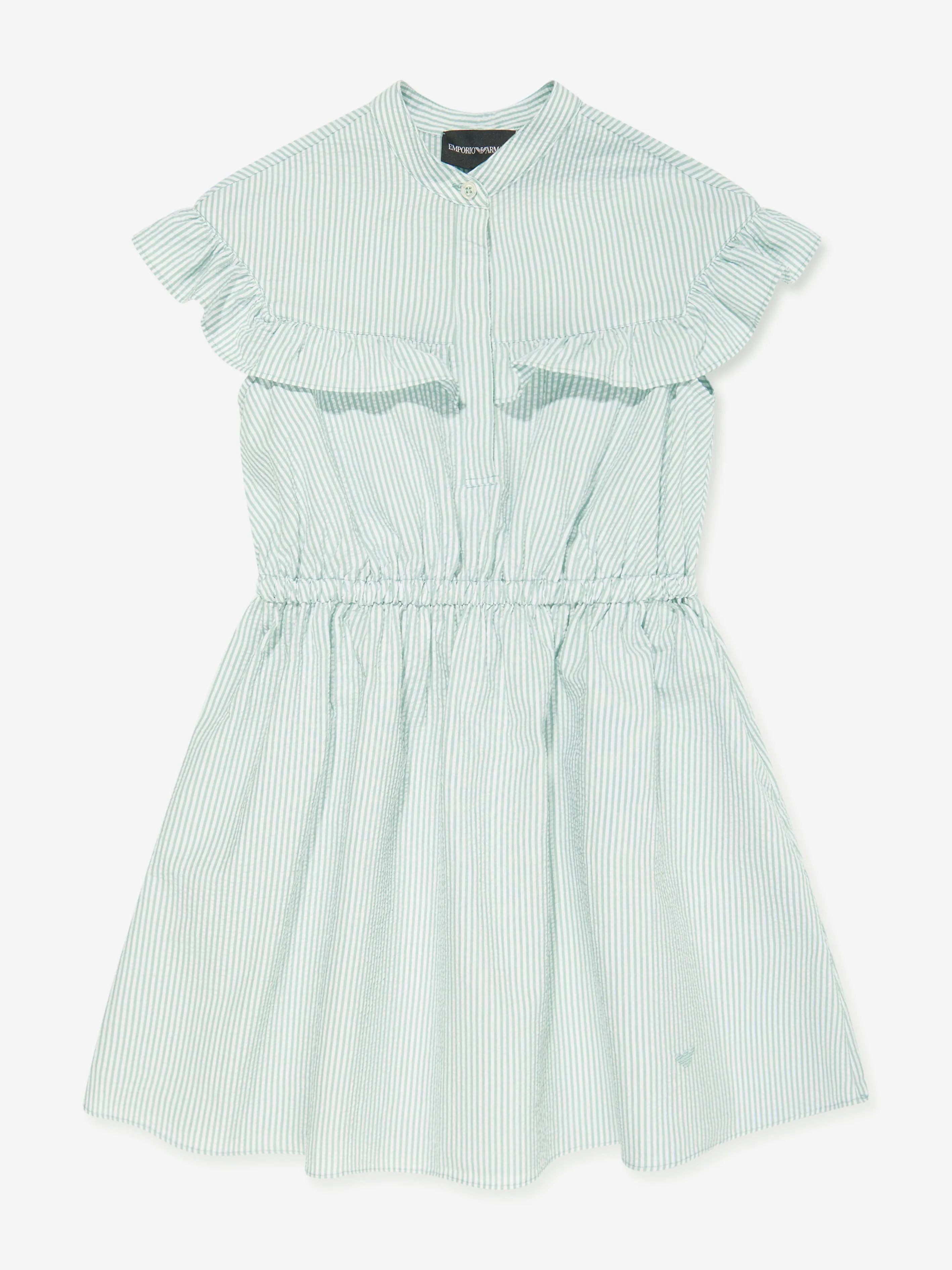 Emporio Armani Mädchen Gestreiftes Rüschenkleid in Grün